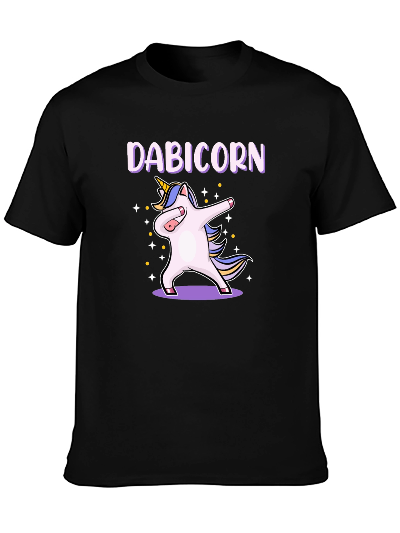 Black Dabicorn T-Shirt - Unicorn Dabbing Design view 3