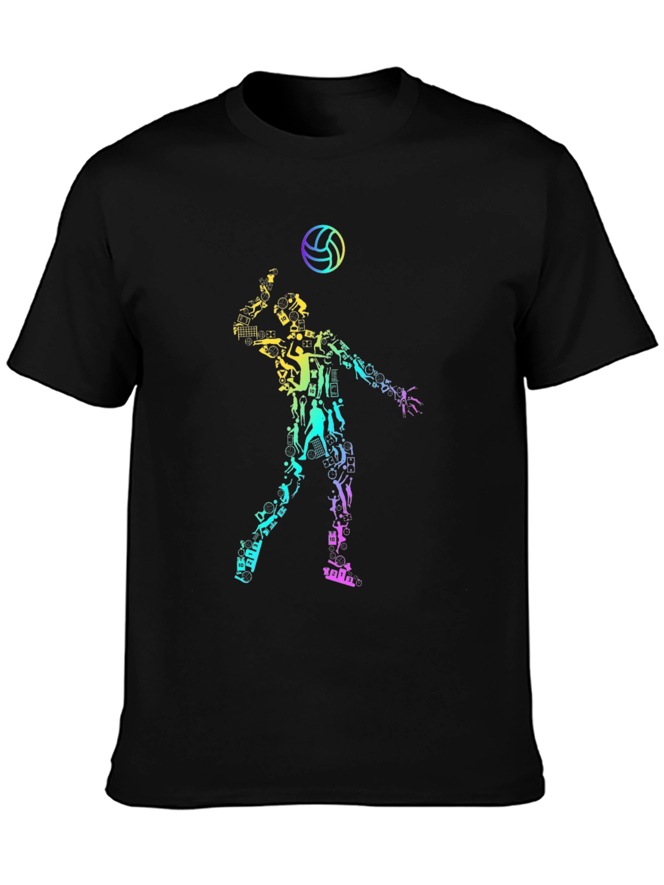 Black Volleyball Player Silhouette Graphic Tee - Sporty Casual view 3
