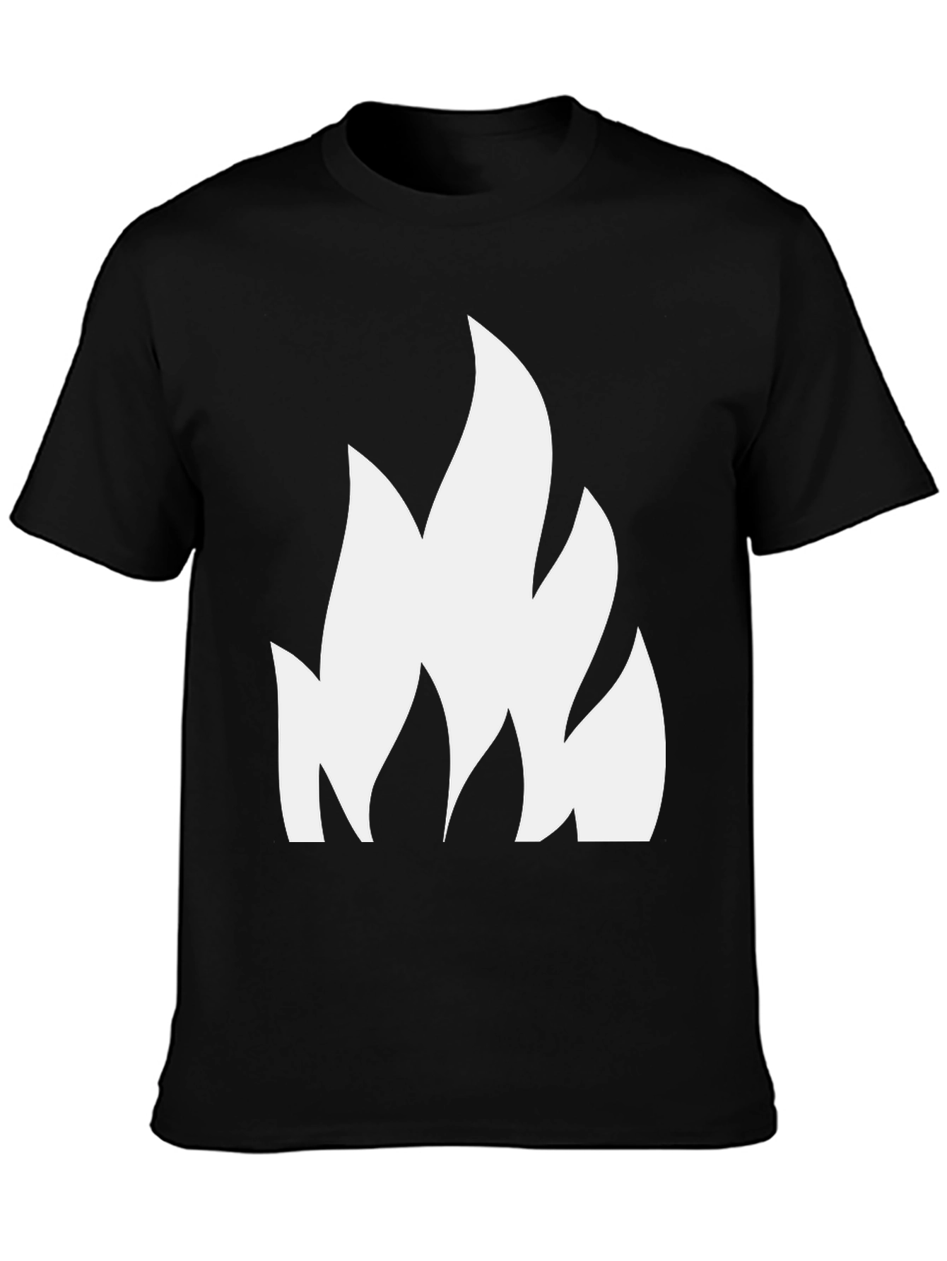 Black Bold Black T-Shirt with White Flame Design view 3