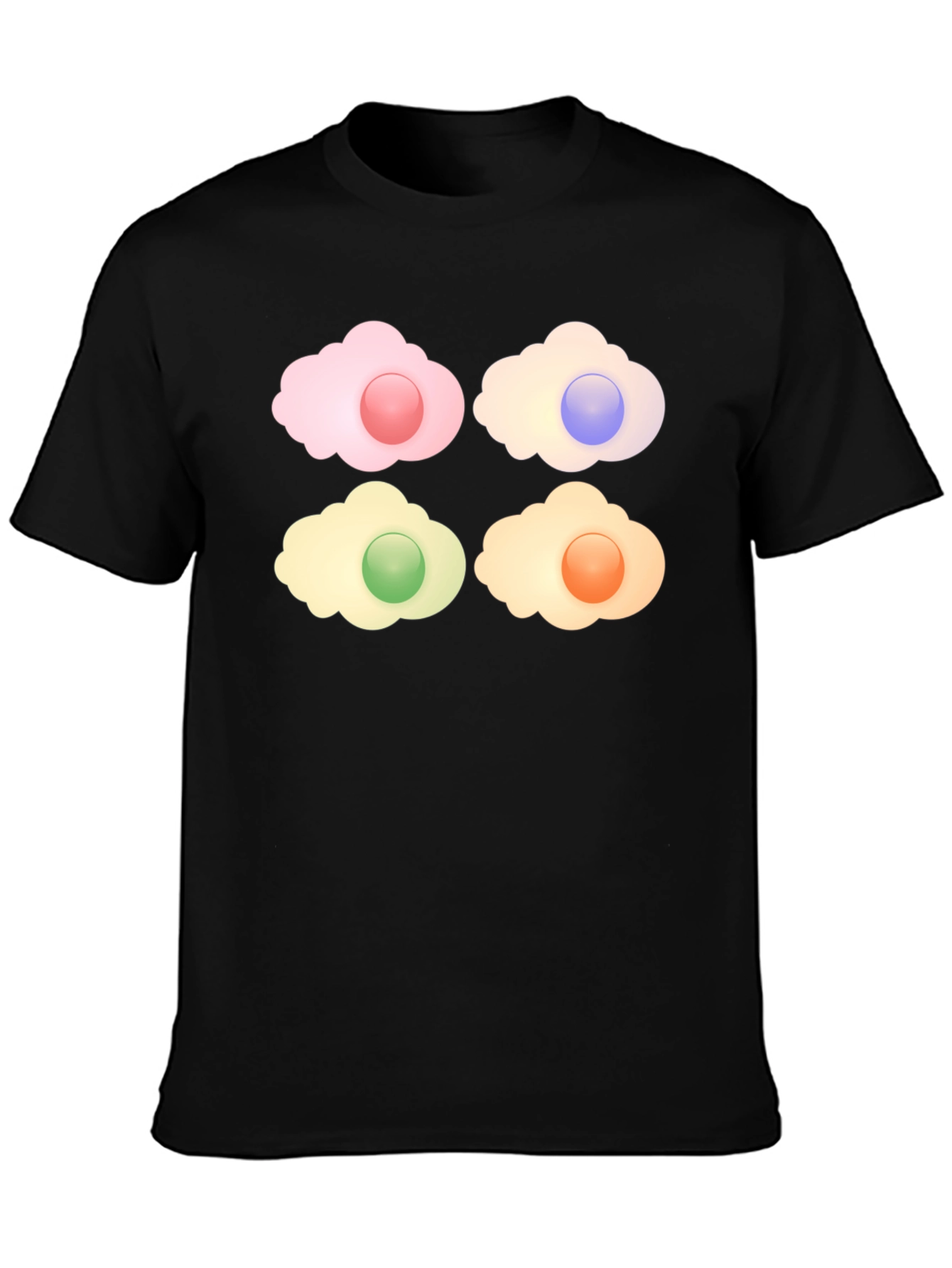 Black Colorful Sunny Side Up Eggs Graphic T-Shirt view 3
