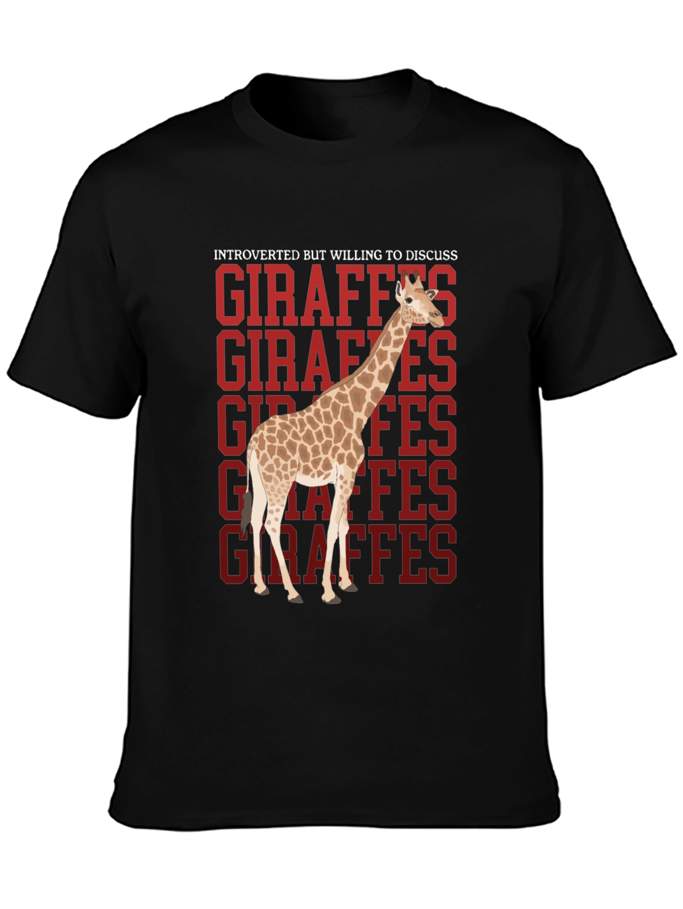 Black Introverted Giraffe T-Shirt view 3
