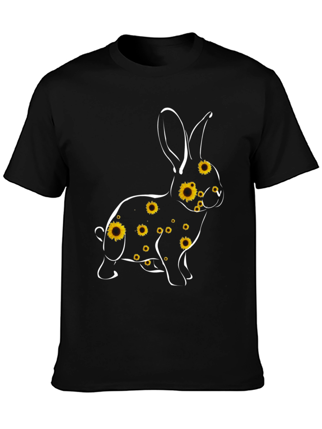 Black Sunflower Bunny Graphic Tee - Black Cotton Blend view 3