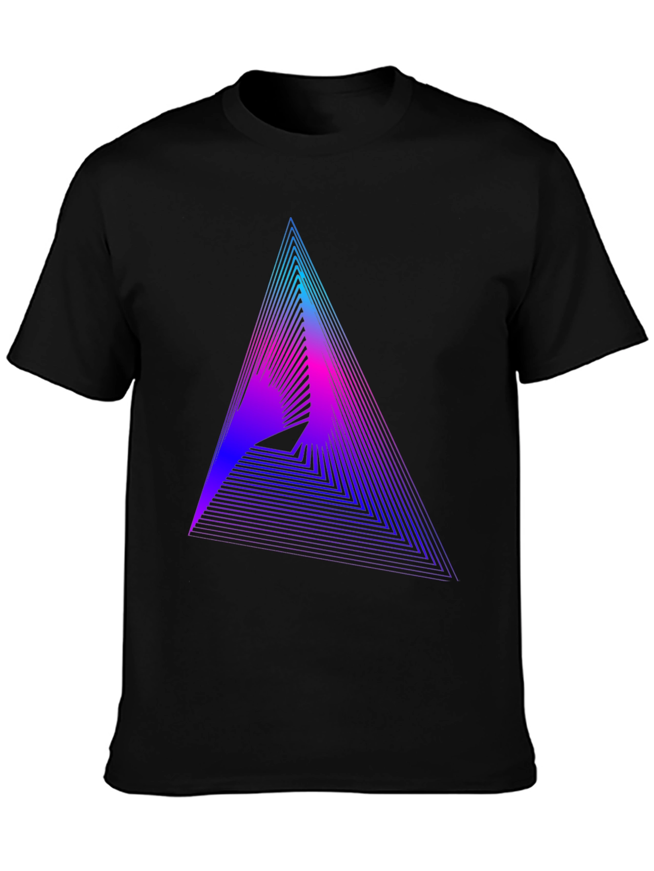 Black Geometric Gradient Triangle Tee - Modern Graphic T-Shirt view 3