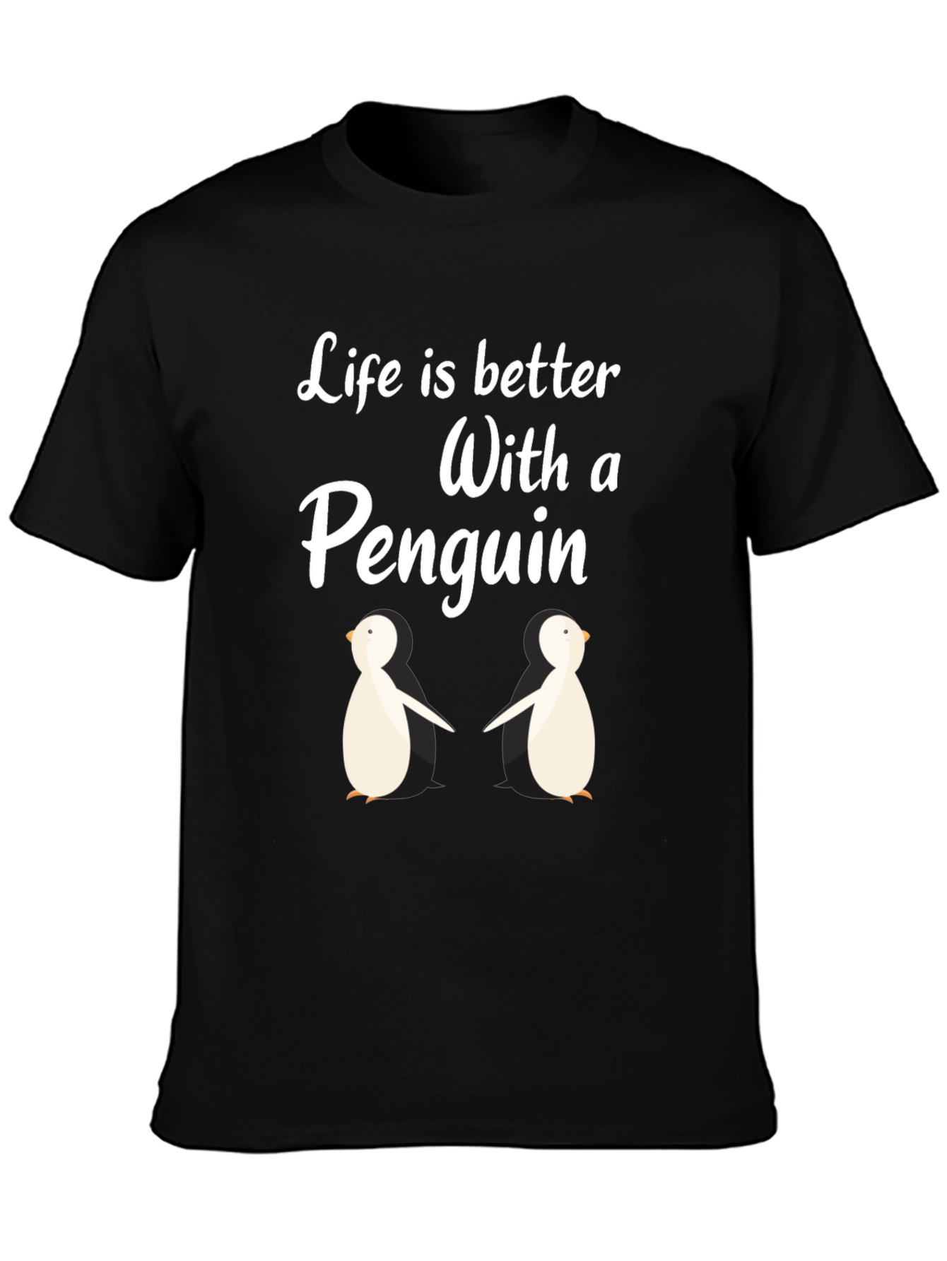 Black Penguin Life T-Shirt:  Better With Penguins! view 3