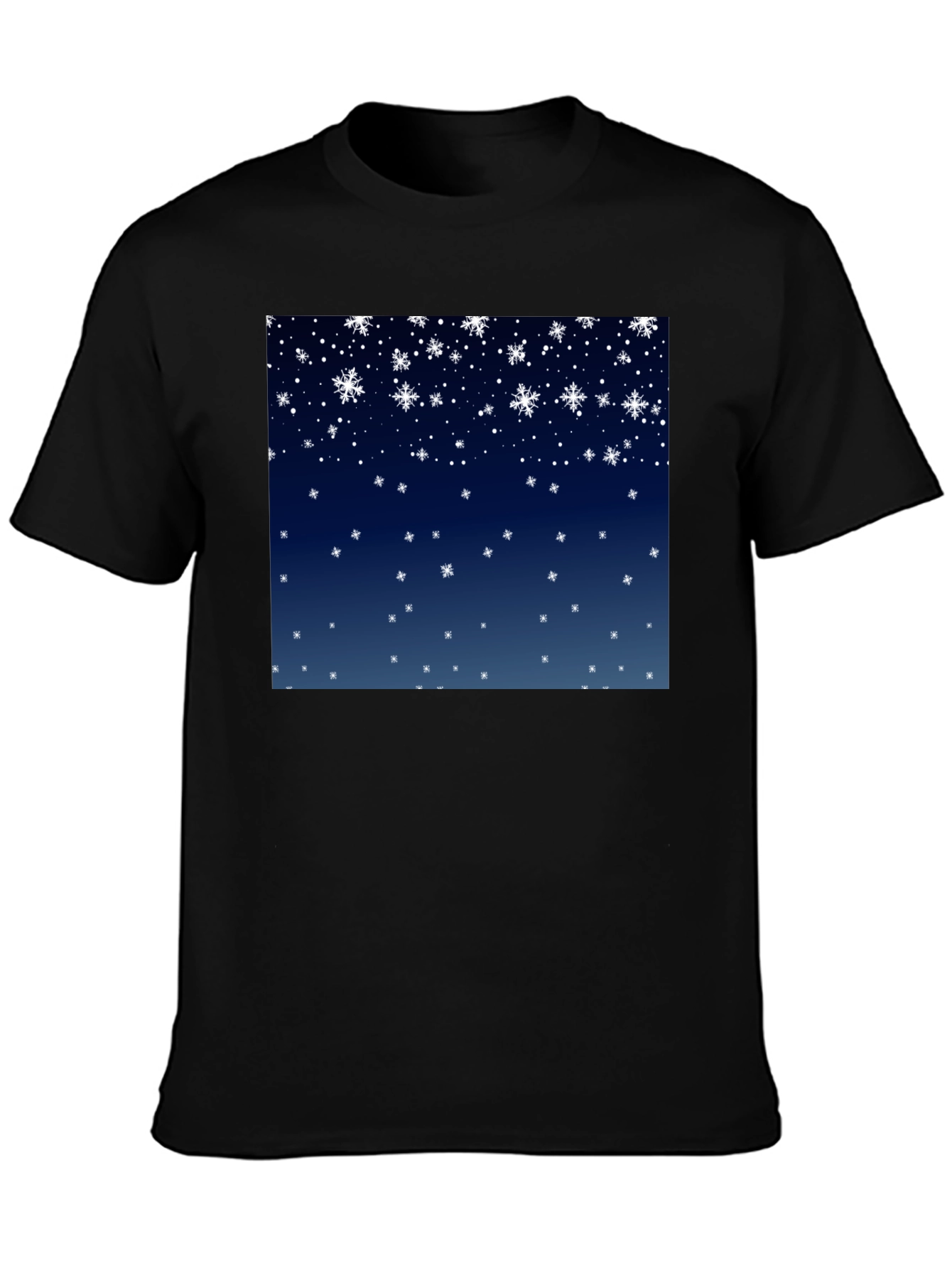Black Snowflake Pattern T-Shirt - Winter Holiday Apparel view 3