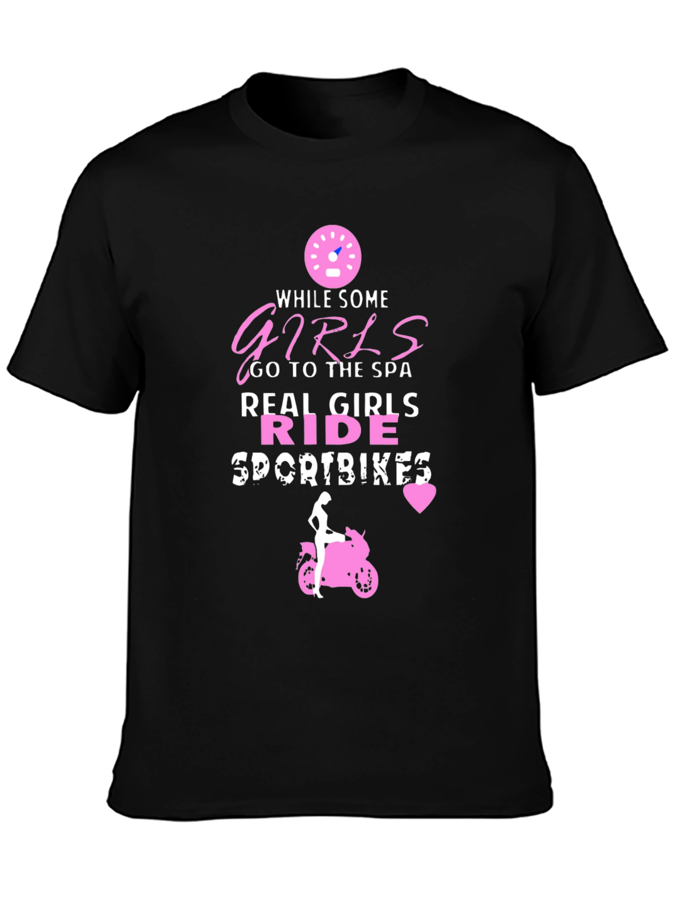 Black Real Girls Ride Sportbikes - Novelty Graphic Tee view 3