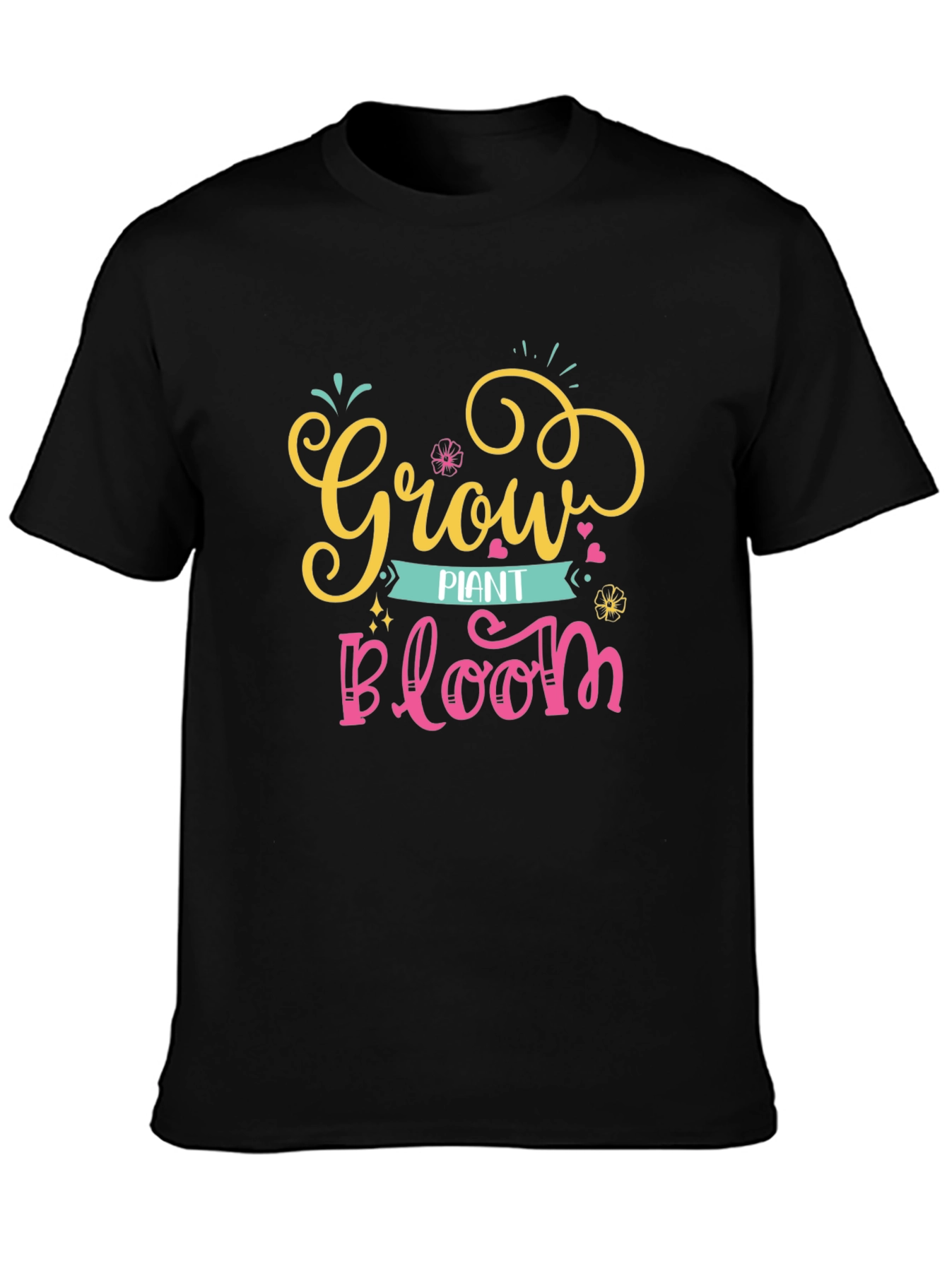 Black Grow Plant Bloom T-Shirt - Nature Lover Tee view 3