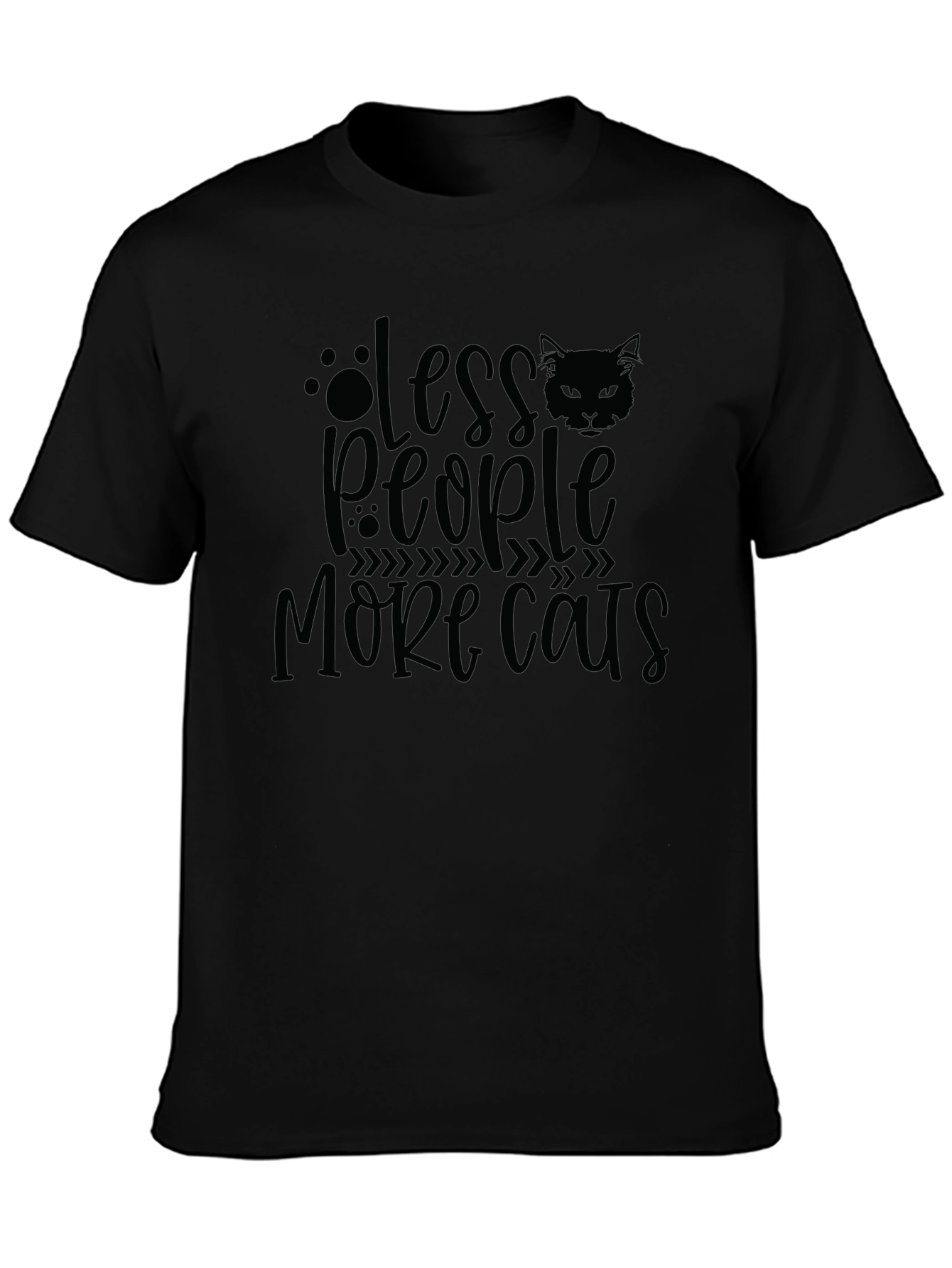 Black Less People More Cats Graphic Tee view 3
