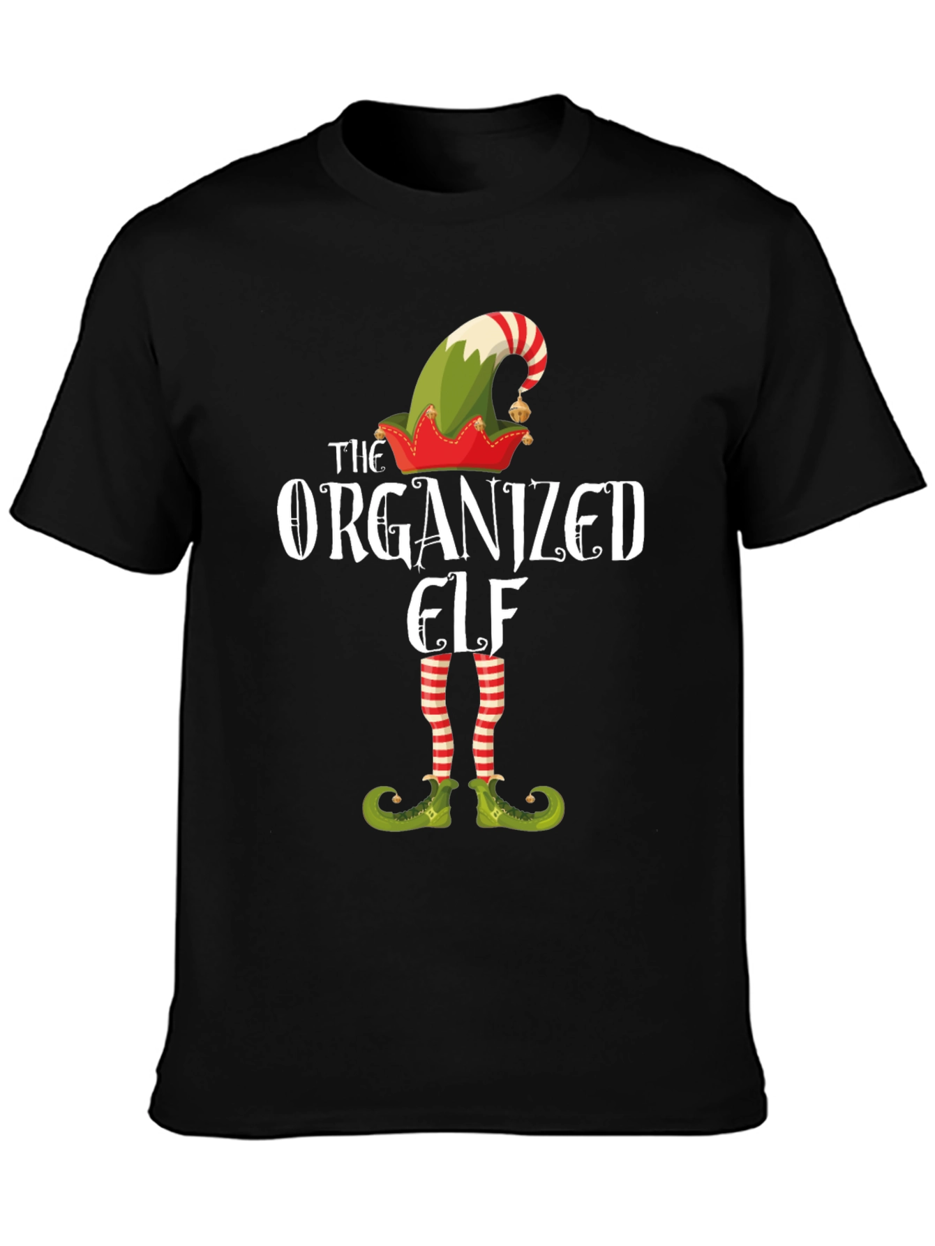 Black The Organized Elf Graphic T-Shirt view 3