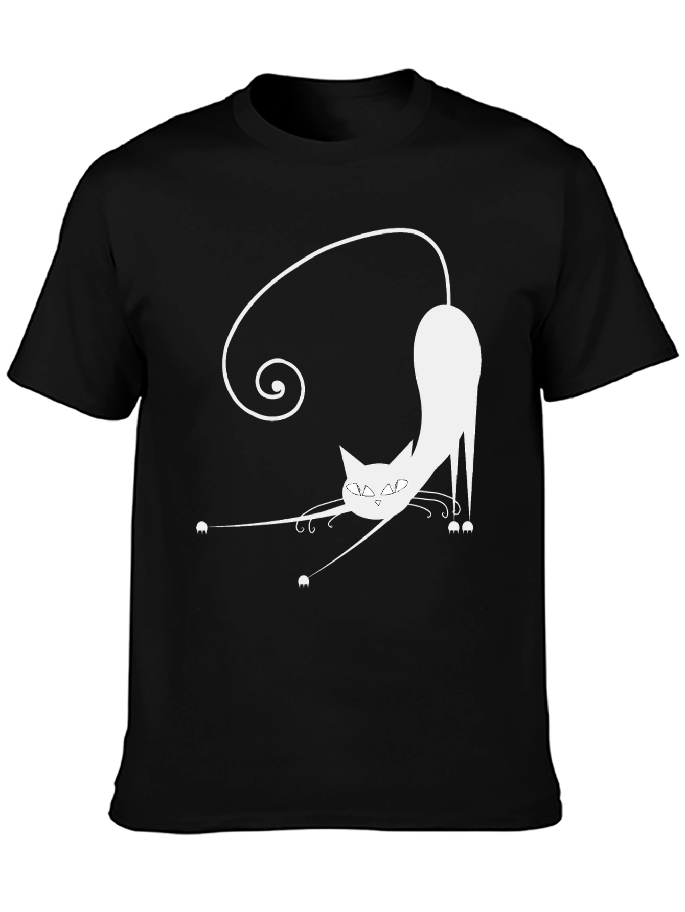 Black Funky Cat Graphic Tee - Black Cotton Blend view 3