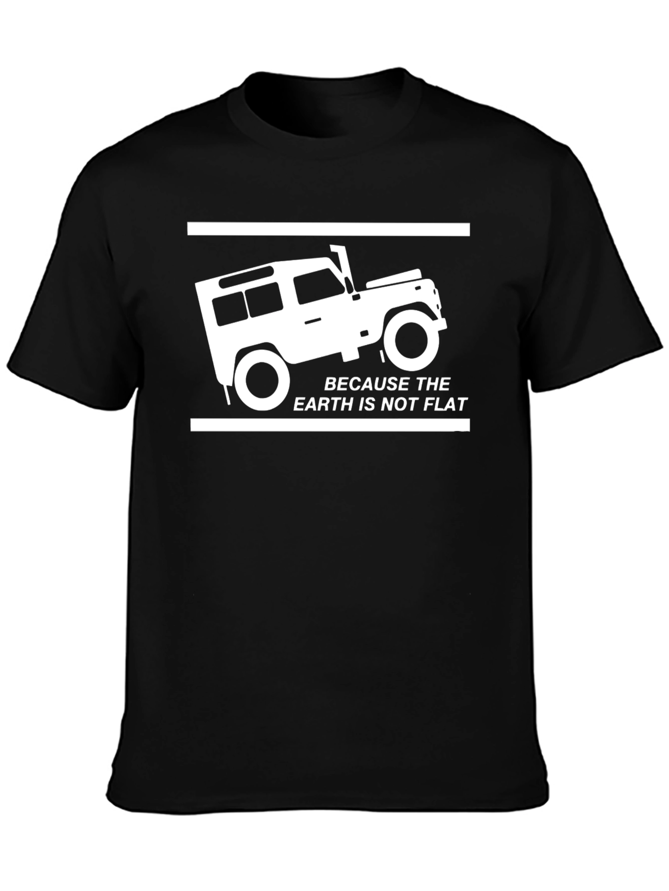 Black Earth Not Flat 4x4 Off Road T-Shirt view 3