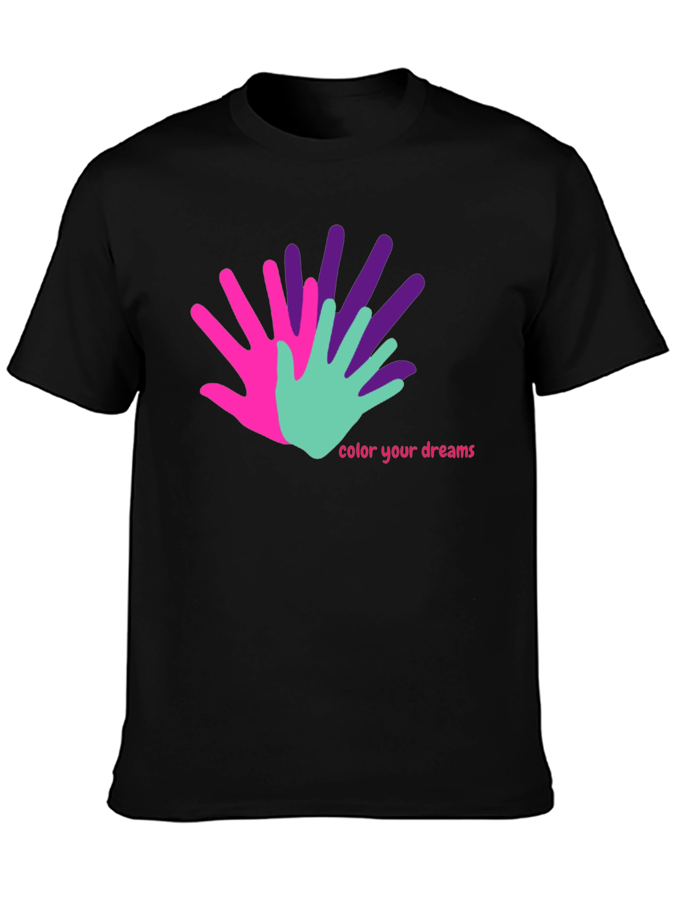 Black Colorful Hands T-Shirt - Color Your Dreams view 3