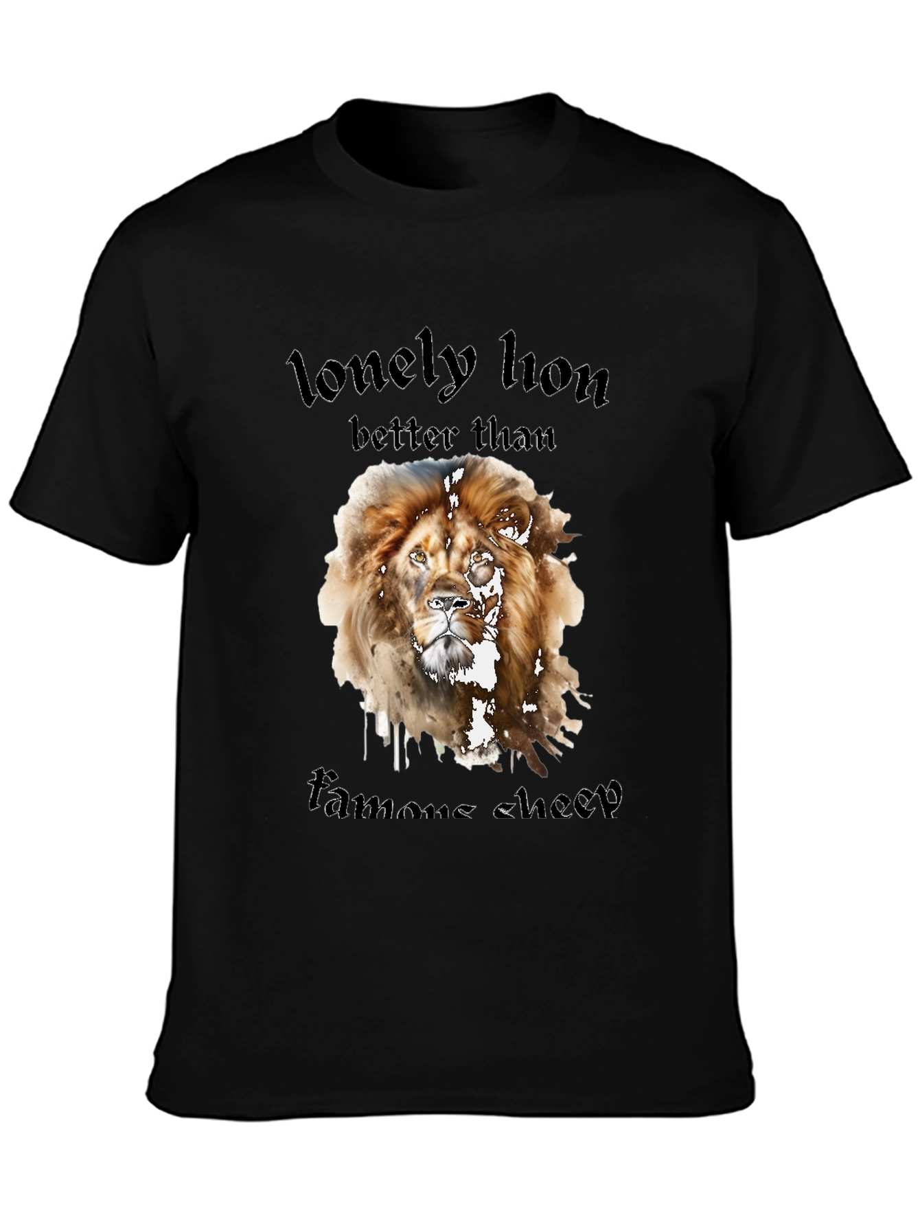 Black Lonely Lion Graphic Tee - Better Than Famous Sheep view 3