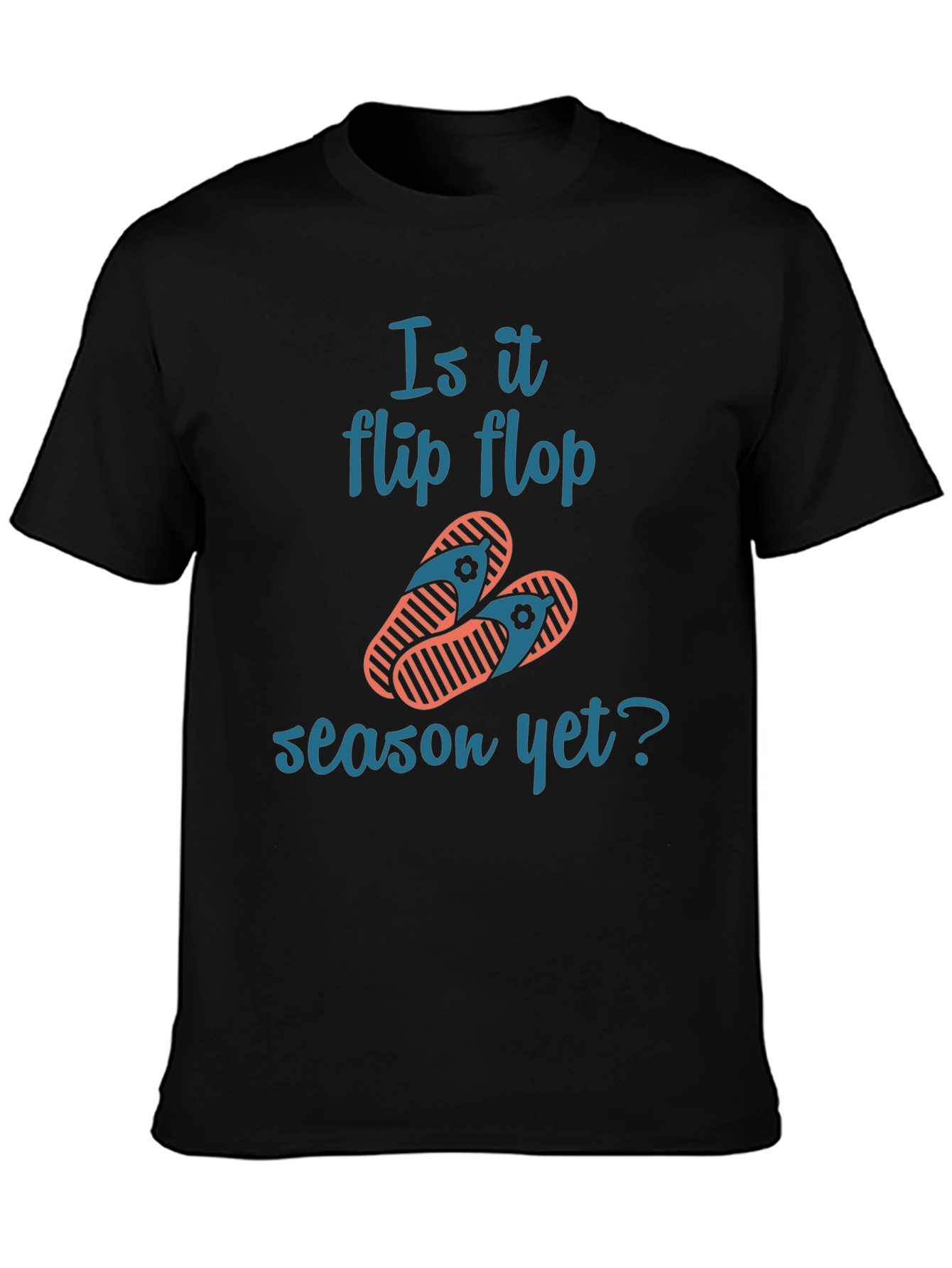 Black Flip Flop Season Tee - Summer Ready T-Shirt view 3