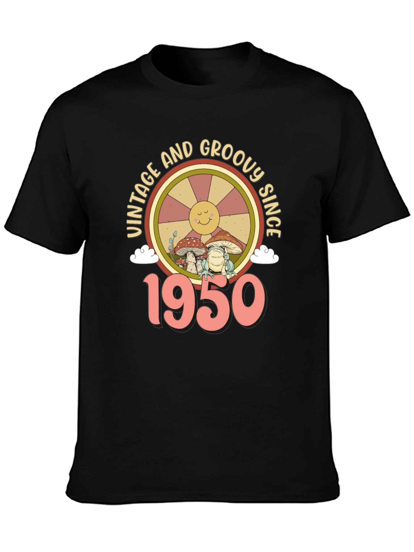 Black Vintage and Groovy Since 1950 T-Shirt view 3