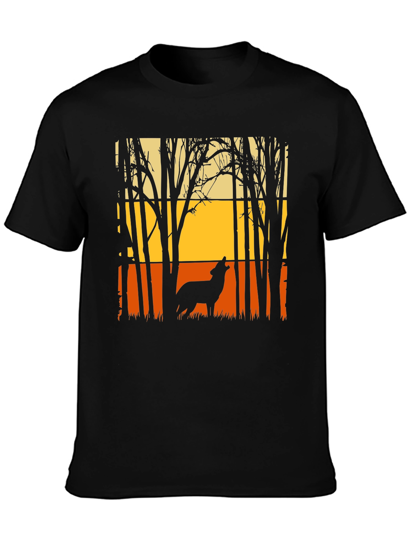 Black Wolf Silhouette T-Shirt - Nature Inspired Graphic Tee view 3