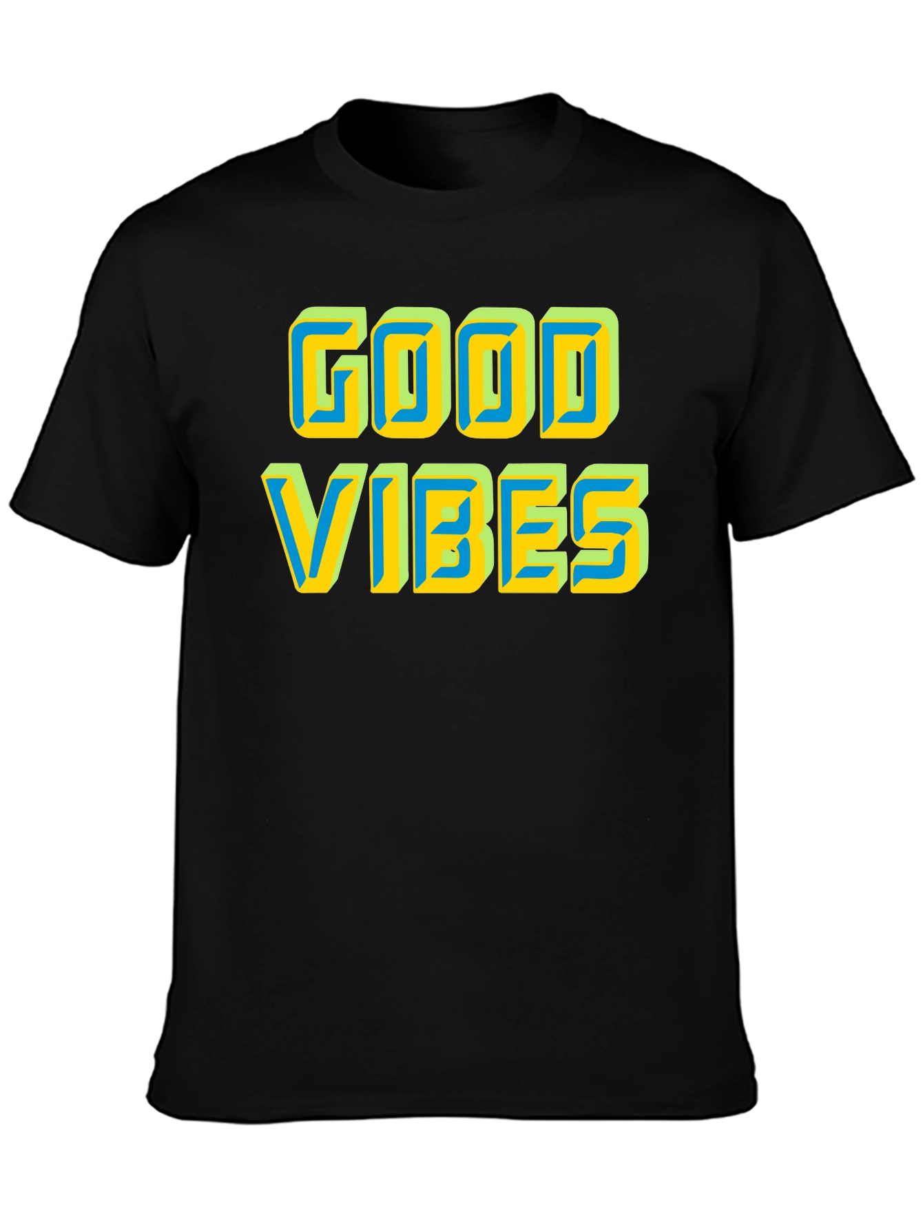 Black Good Vibes Graphic Tee - Positive Energy Shirt view 3