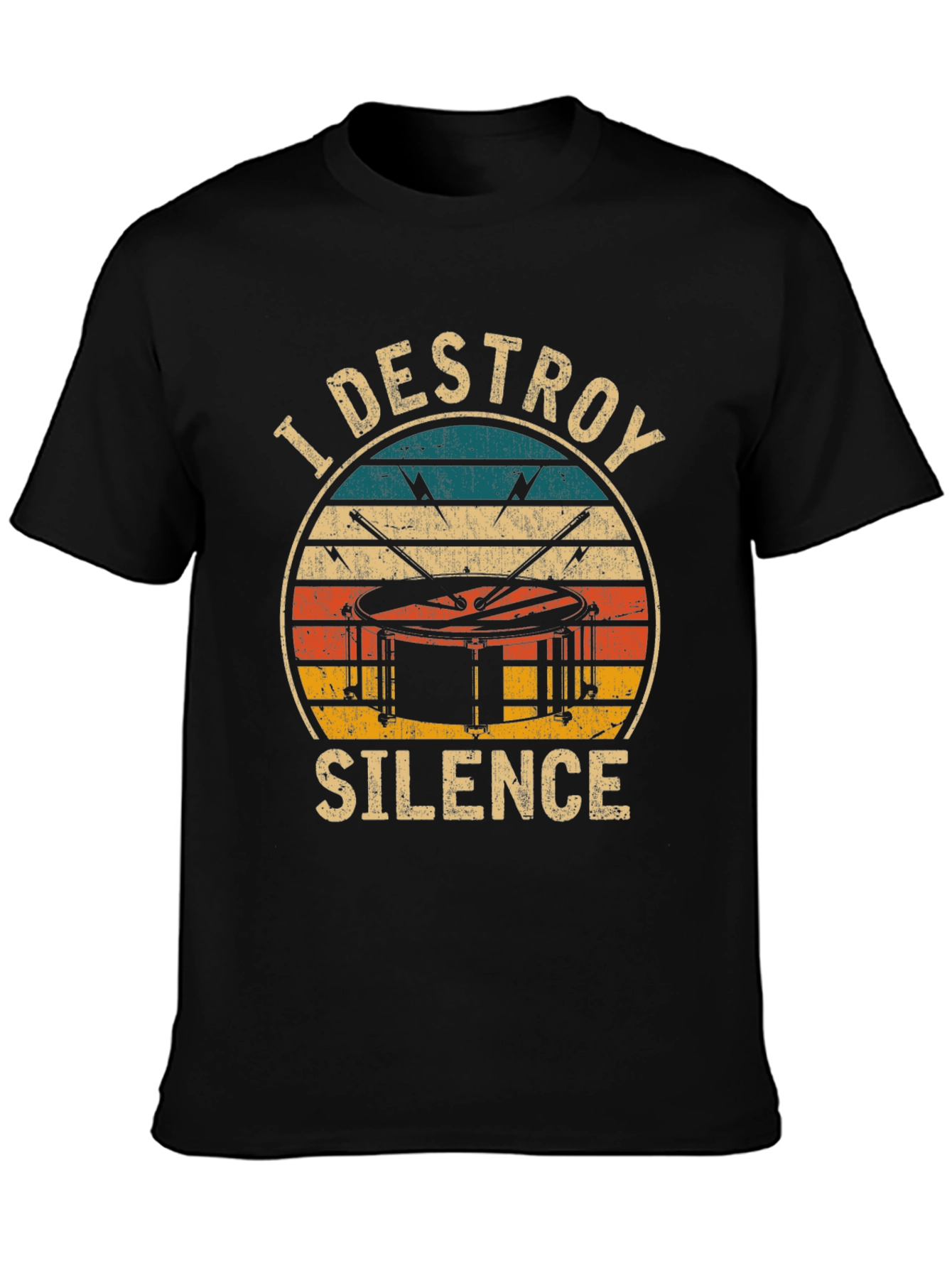 Black I Destroy Silence Drummer T-Shirt view 3