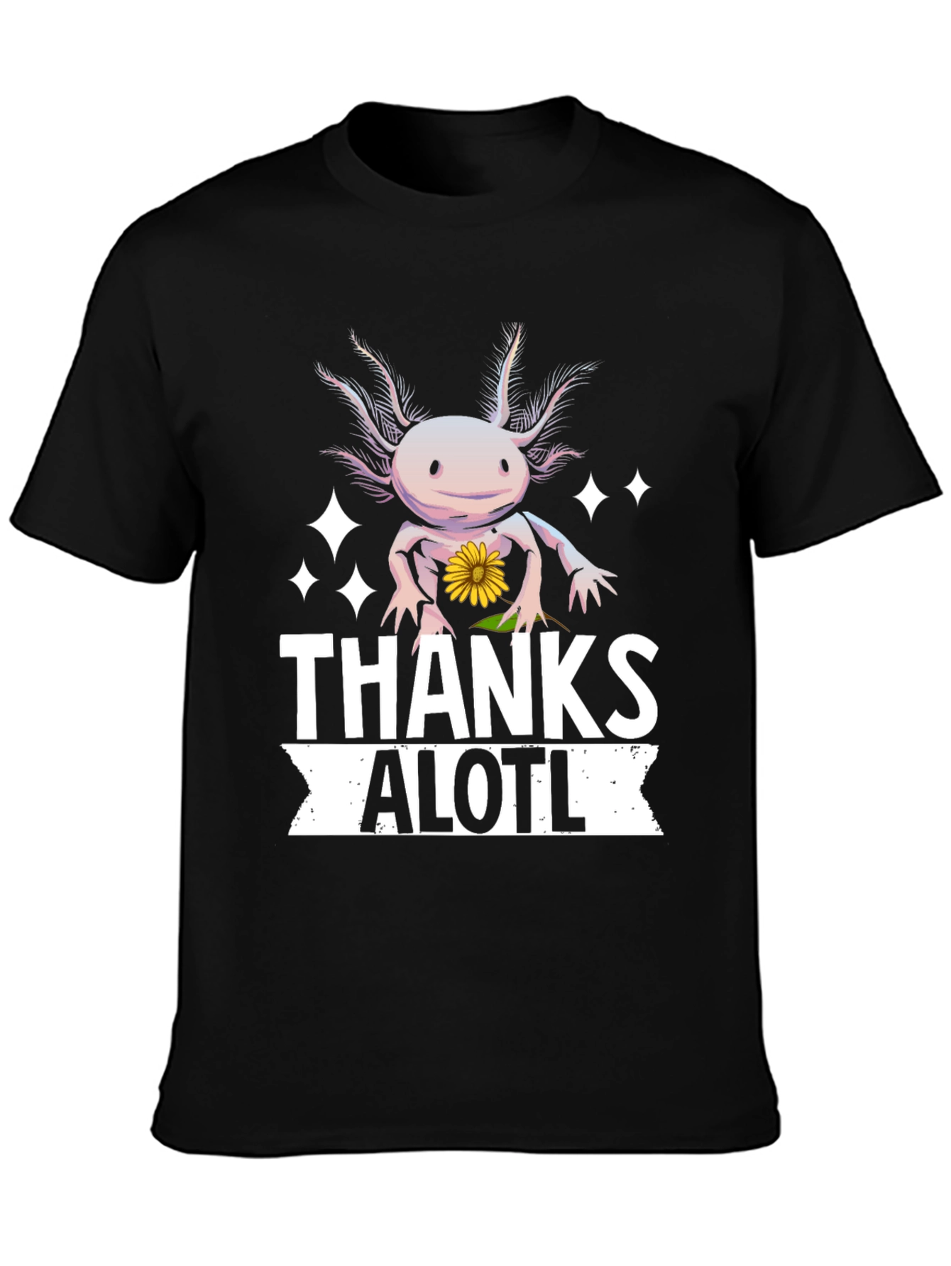 Black Thanks Alotl Axolotl T-Shirt view 3