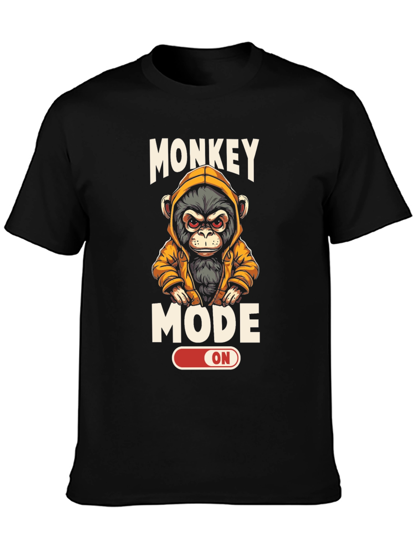 Black Monkey Mode ON T-Shirt - Funny Graphic Tee view 3