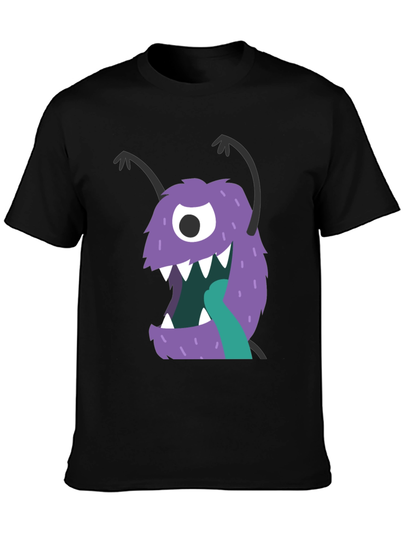 Black Monster Graphic Tee - Black Cotton Blend Casual Wear view 3