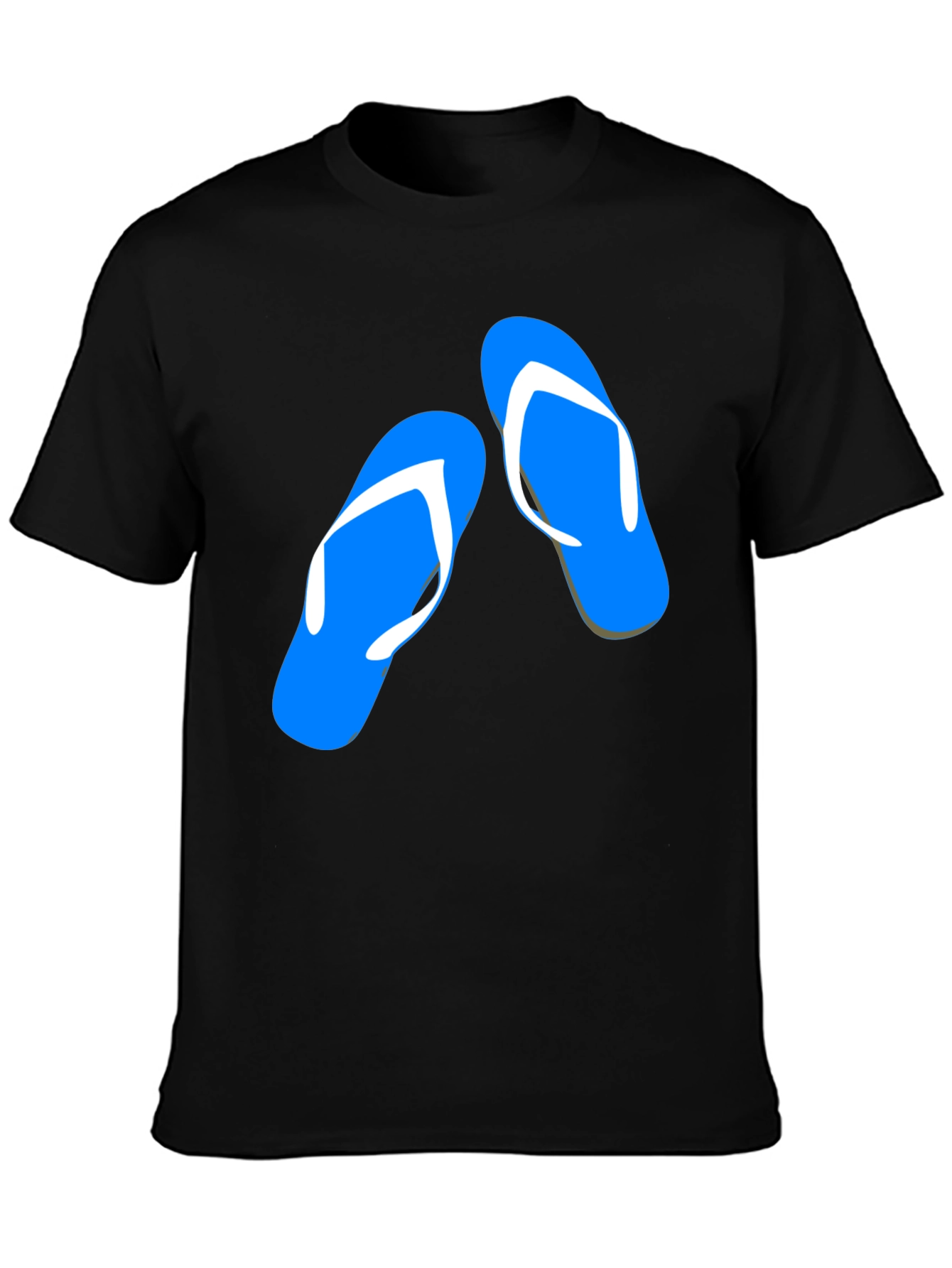 Black Summer Flip Flop Graphic Tee - Black Cotton T-Shirt view 3