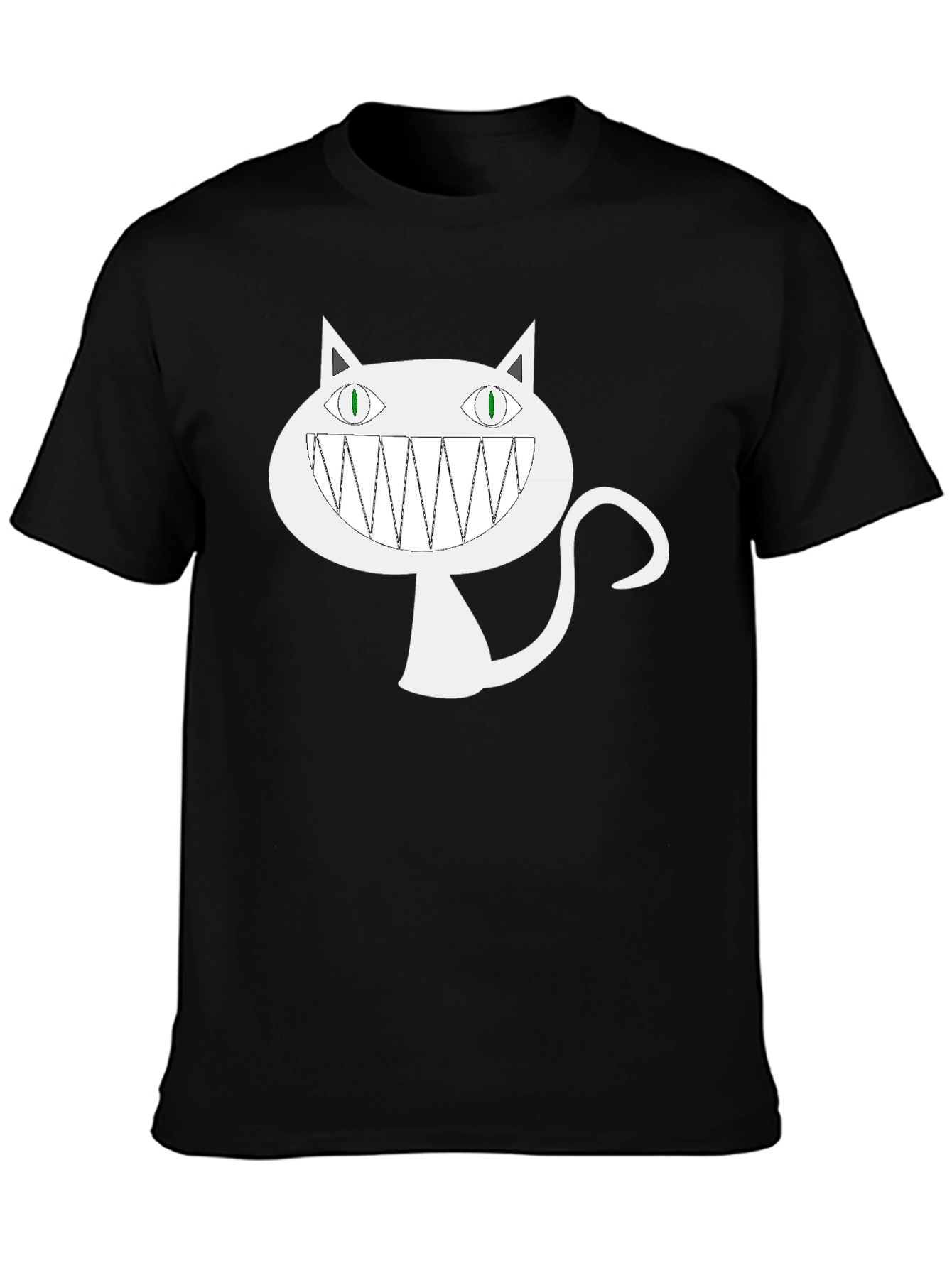 Black Grinning Cheshire Cat Graphic Tee - Black view 3