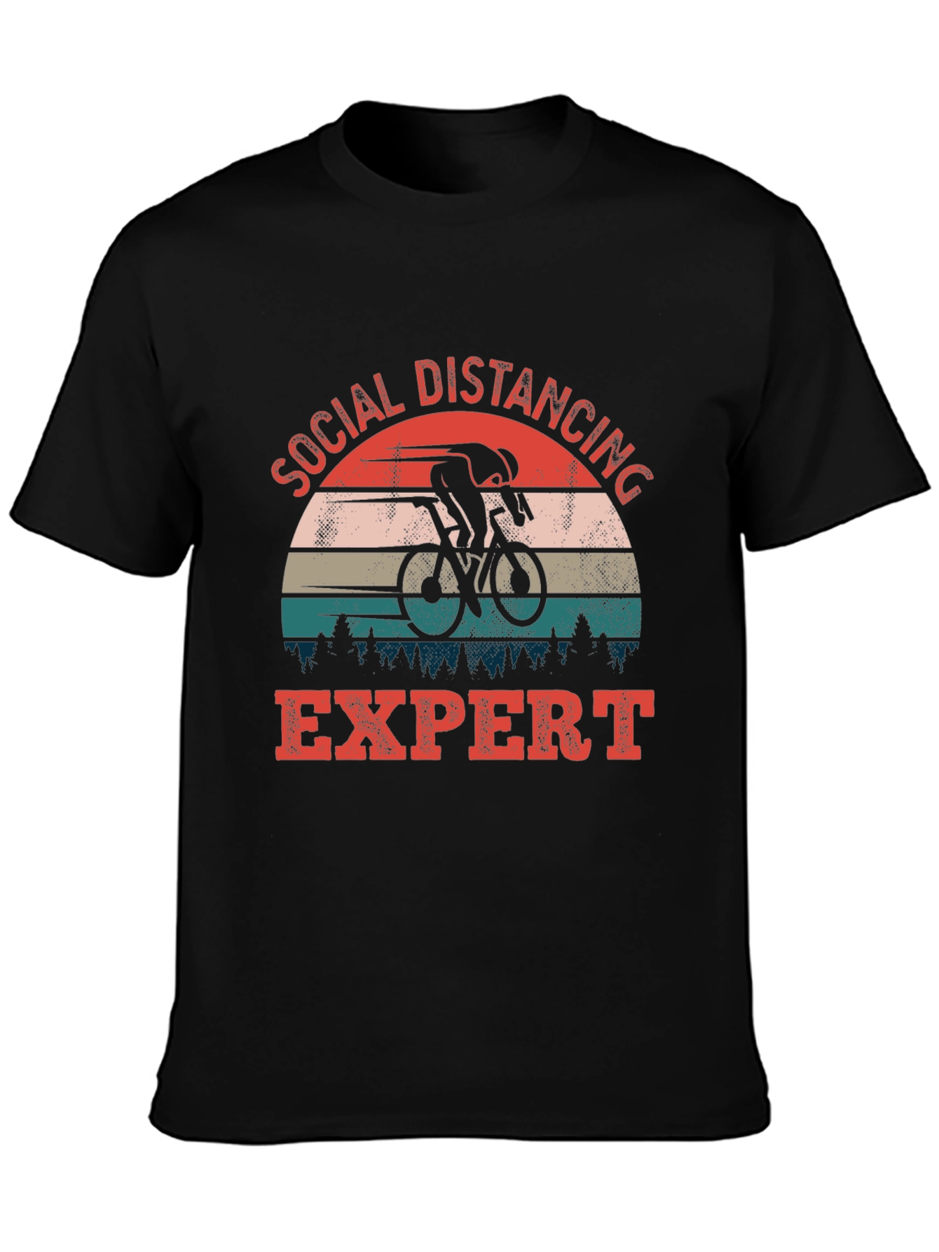 Black Social Distancing Expert Cyclist Graphic Tee view 3