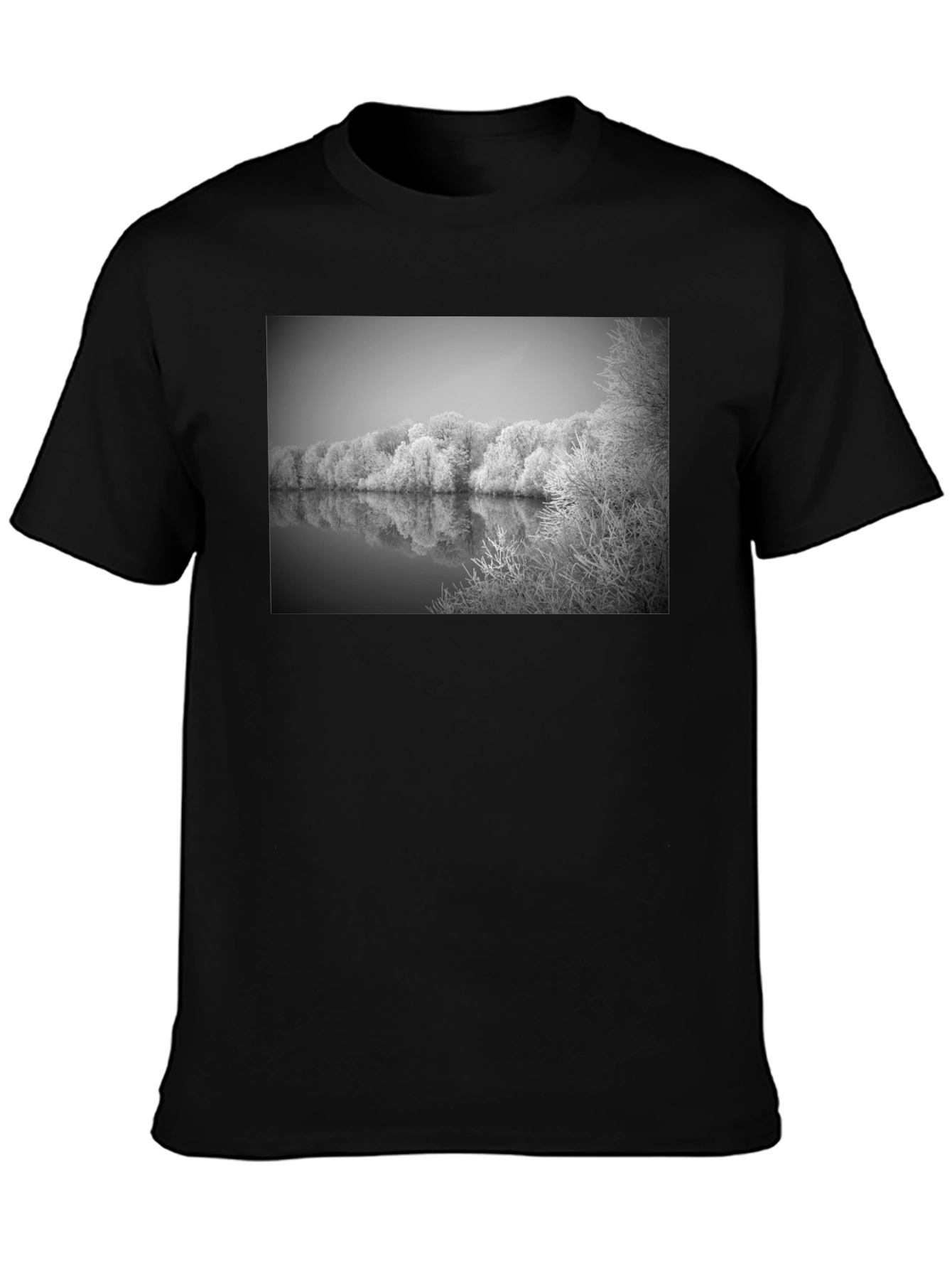 Black Black T-Shirt with Winter Lake Graphic view 3