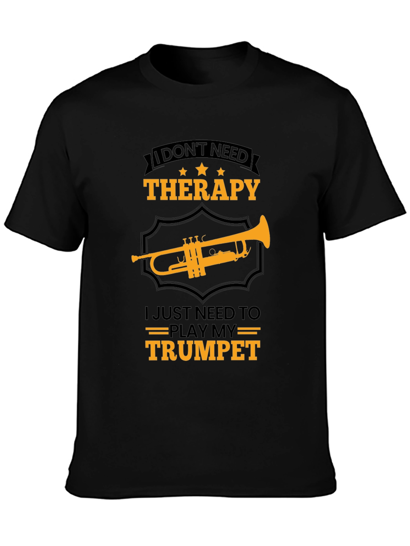 Black Therapy Trumpet T-Shirt view 3
