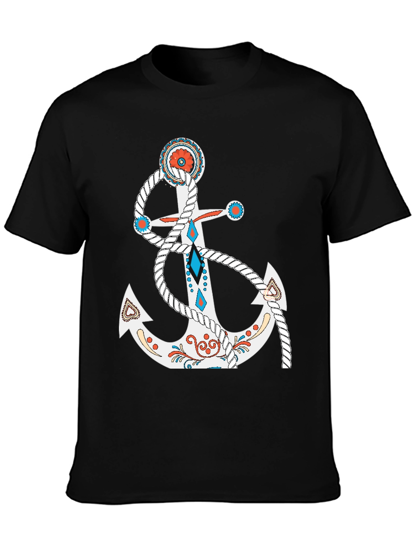 Black Nautical Anchor Graphic Tee - Stylish Casual Wear view 3