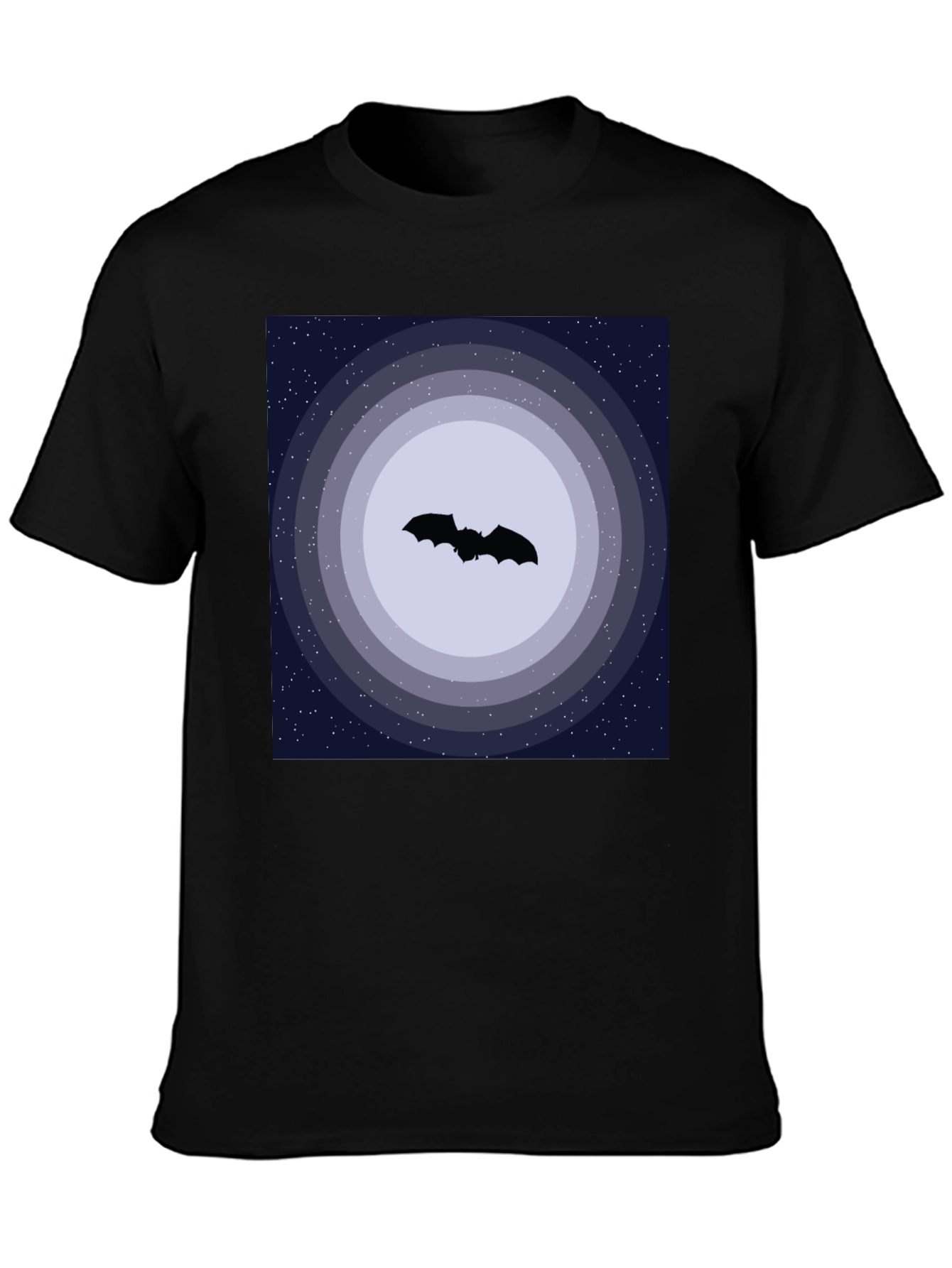 Black Bat Silhouette Night Sky Graphic Tee view 3