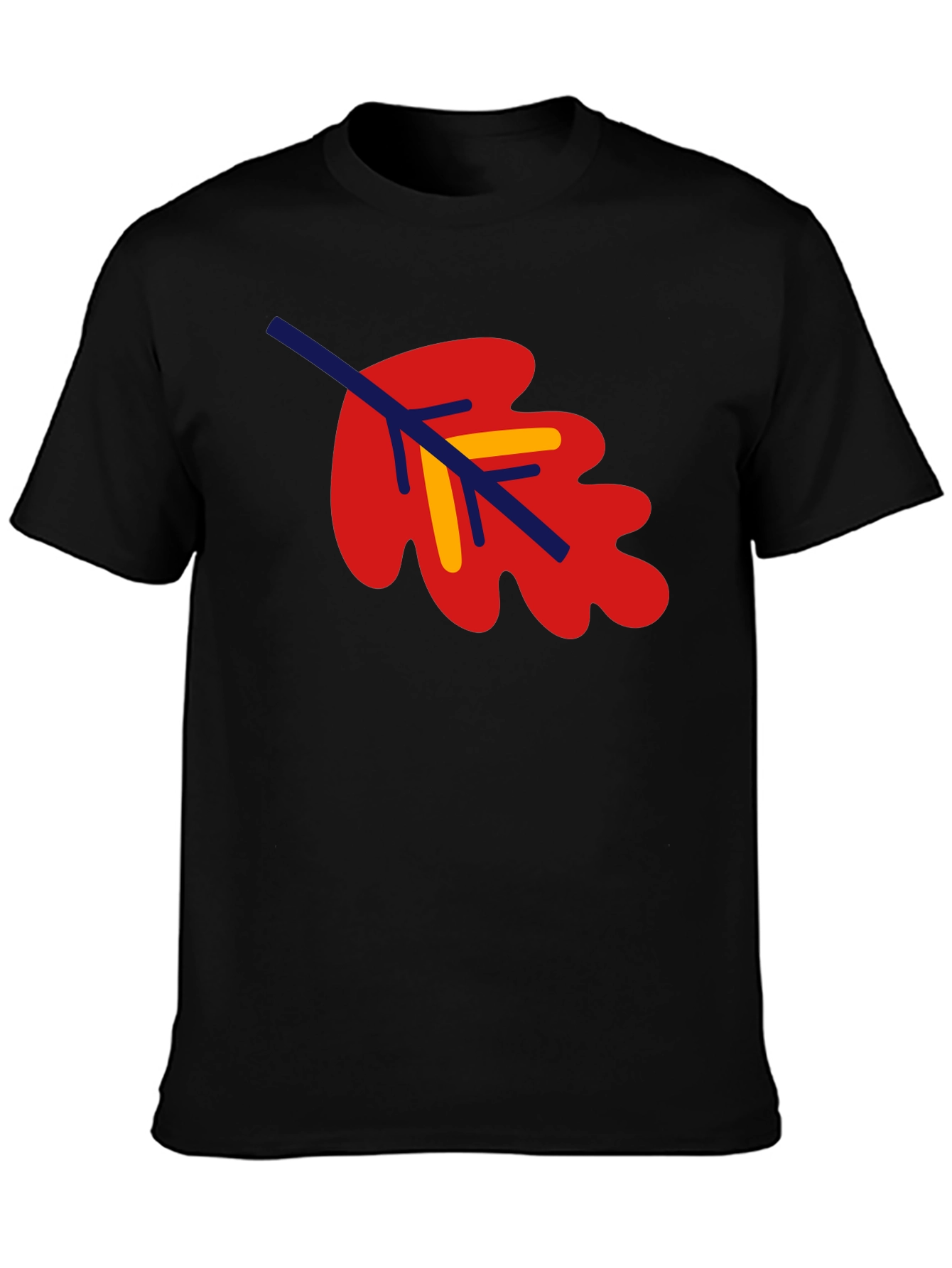 Black Leaf Graphic Tee - Black Cotton Blend Shirt view 3