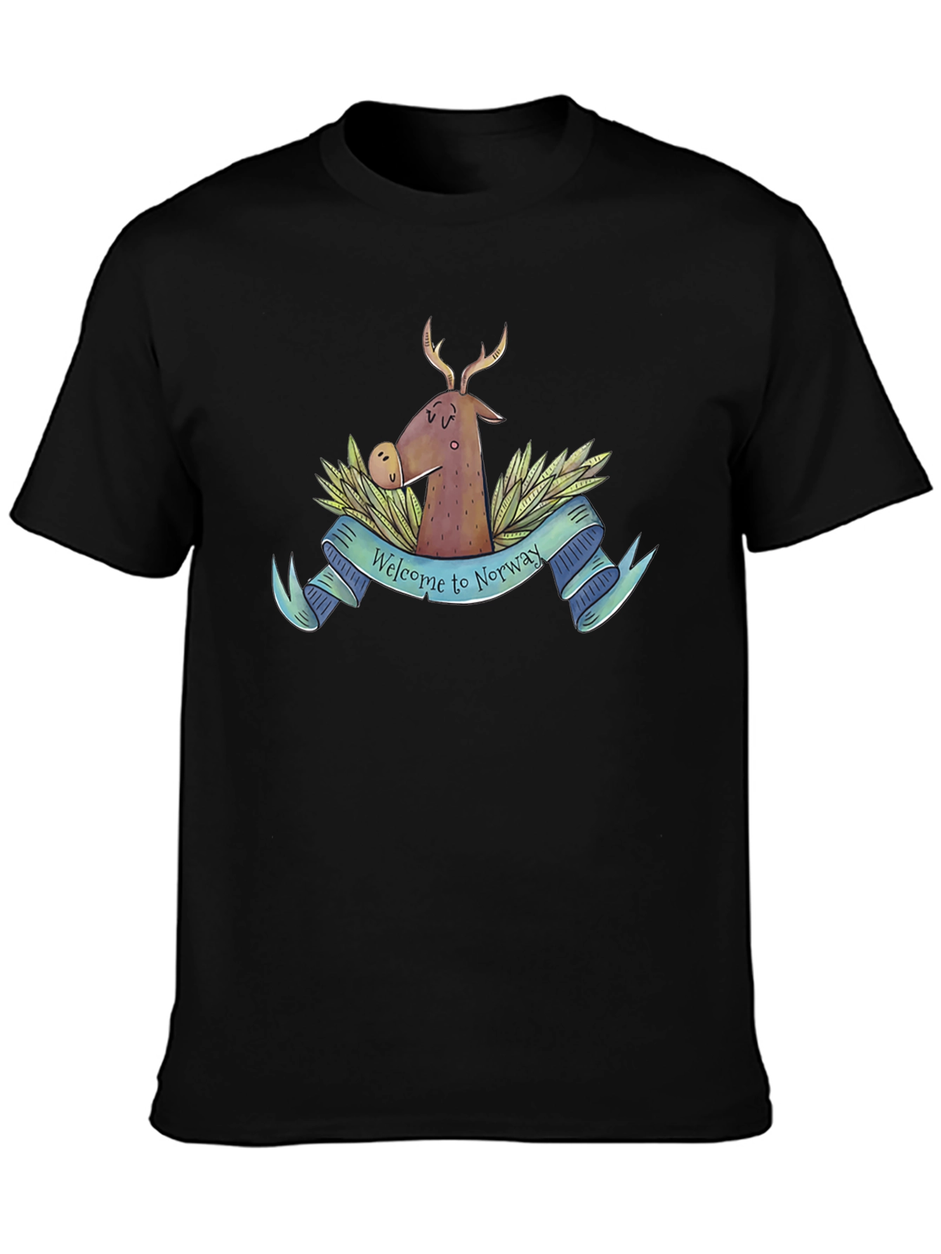Black Welcome to Norway T-Shirt Deer Nature Tee view 3
