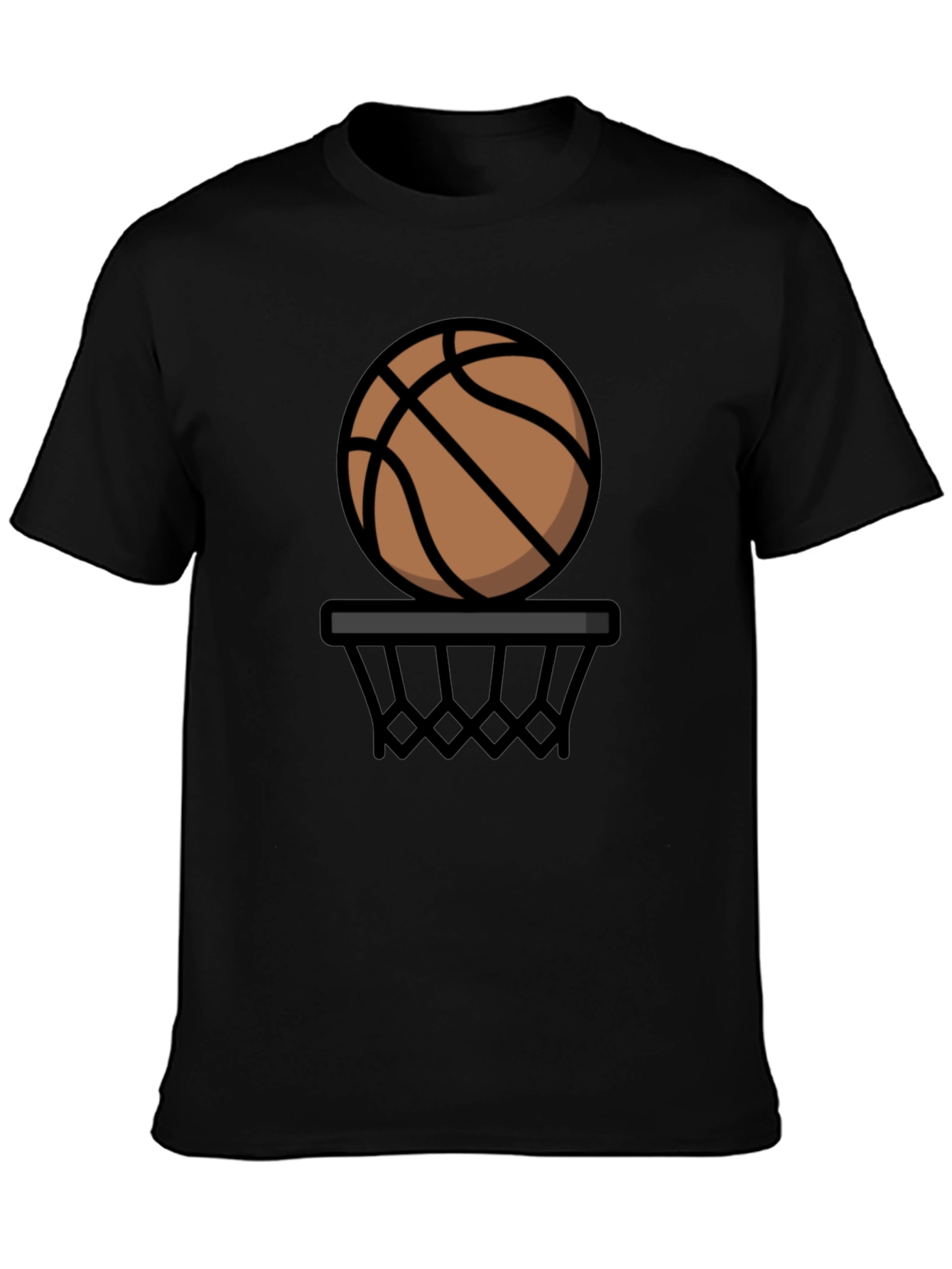 Black Basketball Graphic Tee - Black Cotton T-Shirt view 3