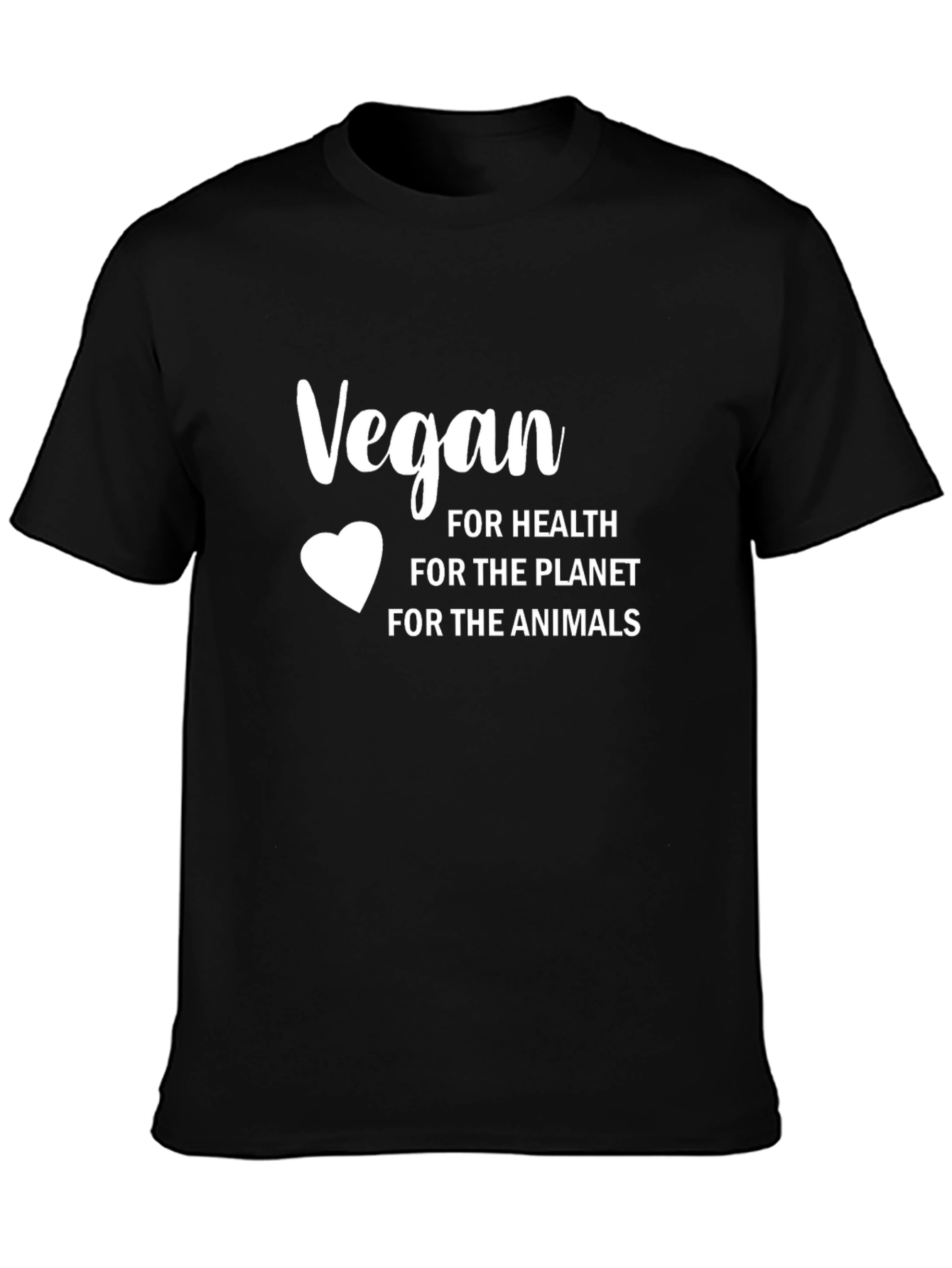 Black Vegan T-Shirt - For Health, Planet, Animals view 3
