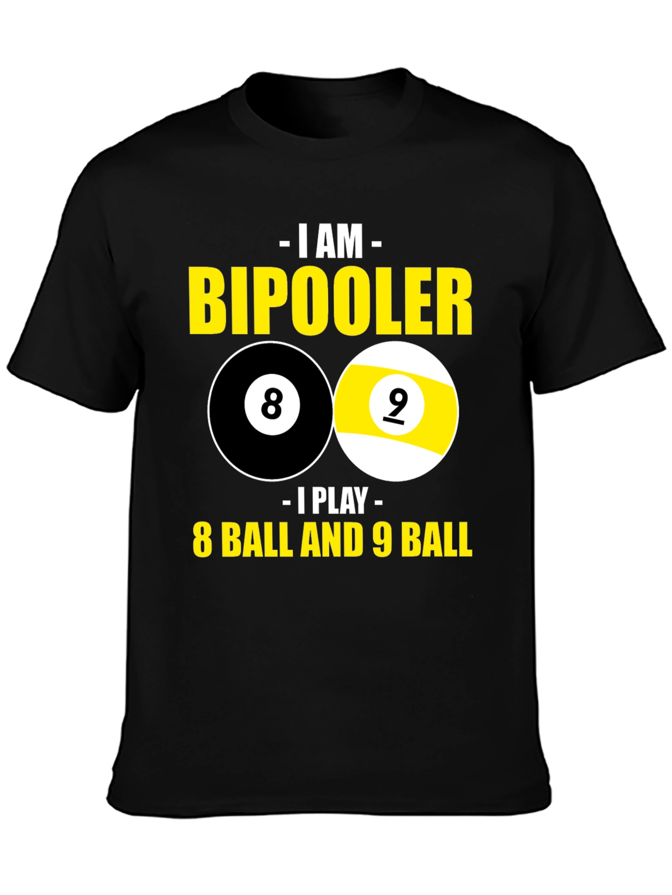 Black Bipooler 8 Ball & 9 Ball Graphic T-Shirt view 3