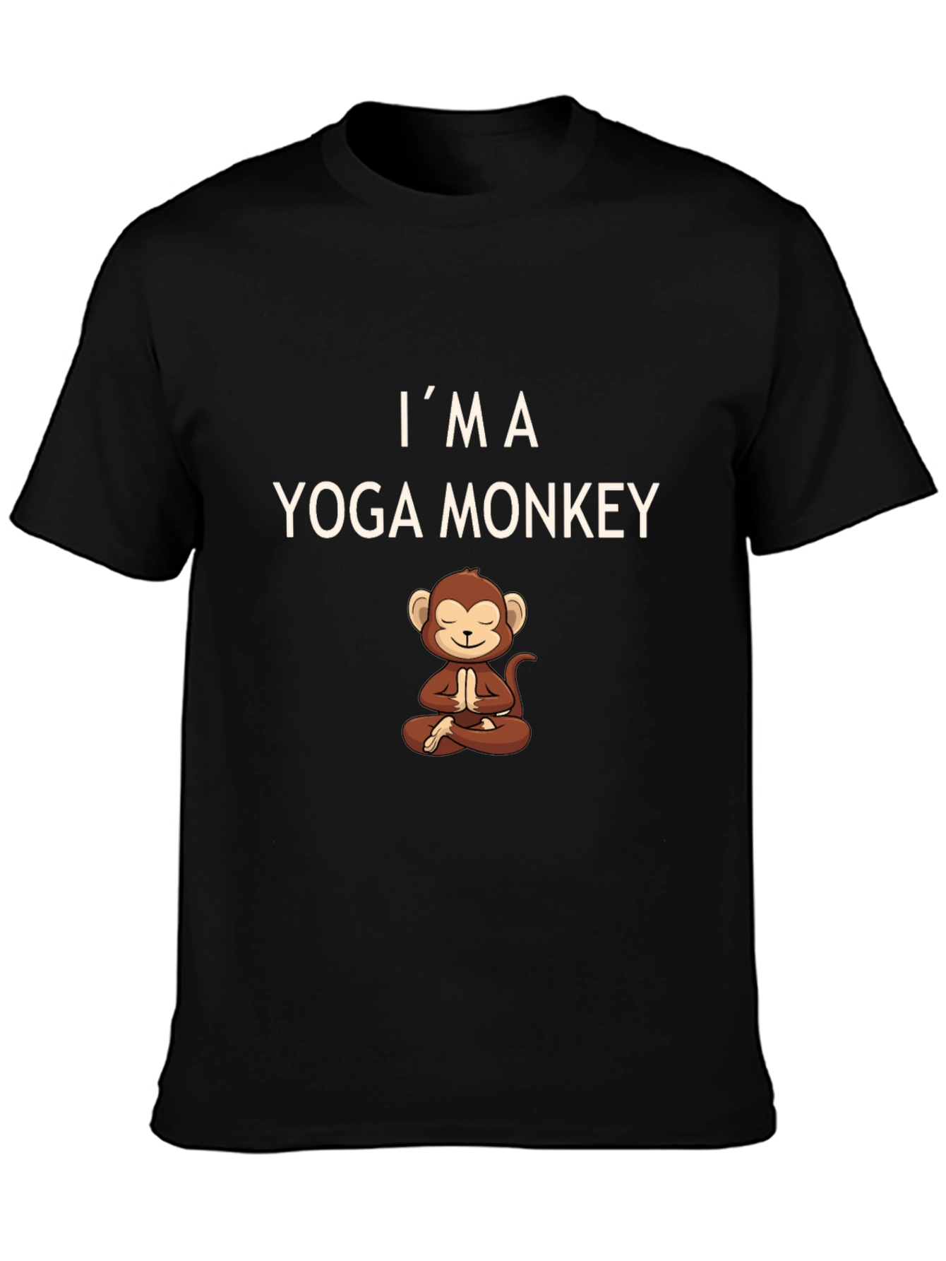 Black I'm a Yoga Monkey Men's Black T-Shirt view 3