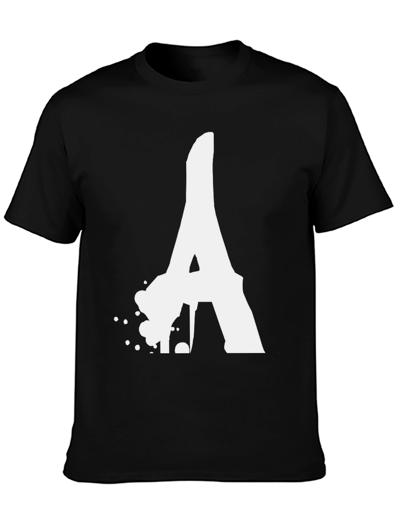 Black Bold Letter 'A' Graphic Tee - Black Cotton T-Shirt view 3