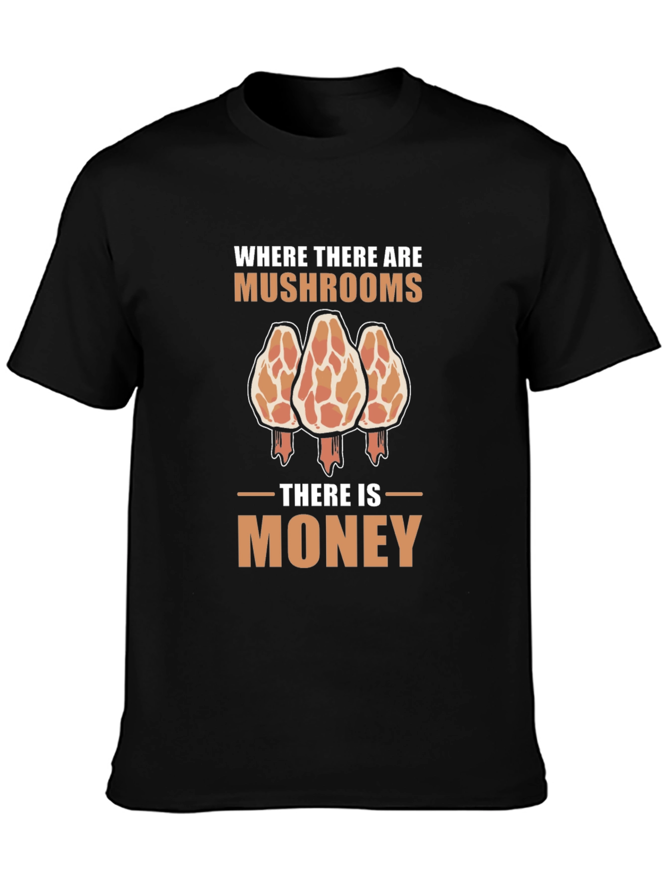 Black Mushroom Hunter Money T-Shirt view 3