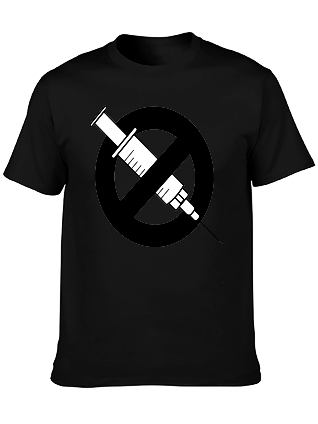 Black No Drugs Symbol T-Shirt: Black Cotton Blend Graphic Tee view 3