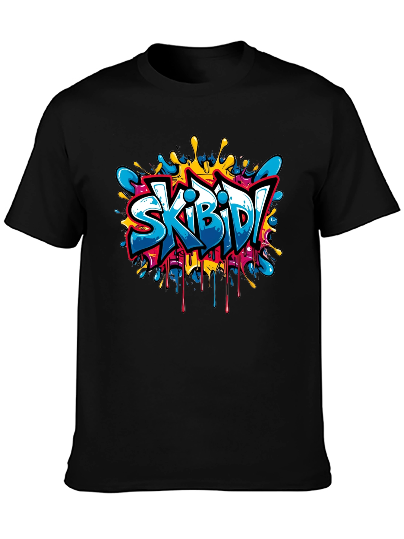 Black Skibidi Graffiti Style Black T-Shirt view 3