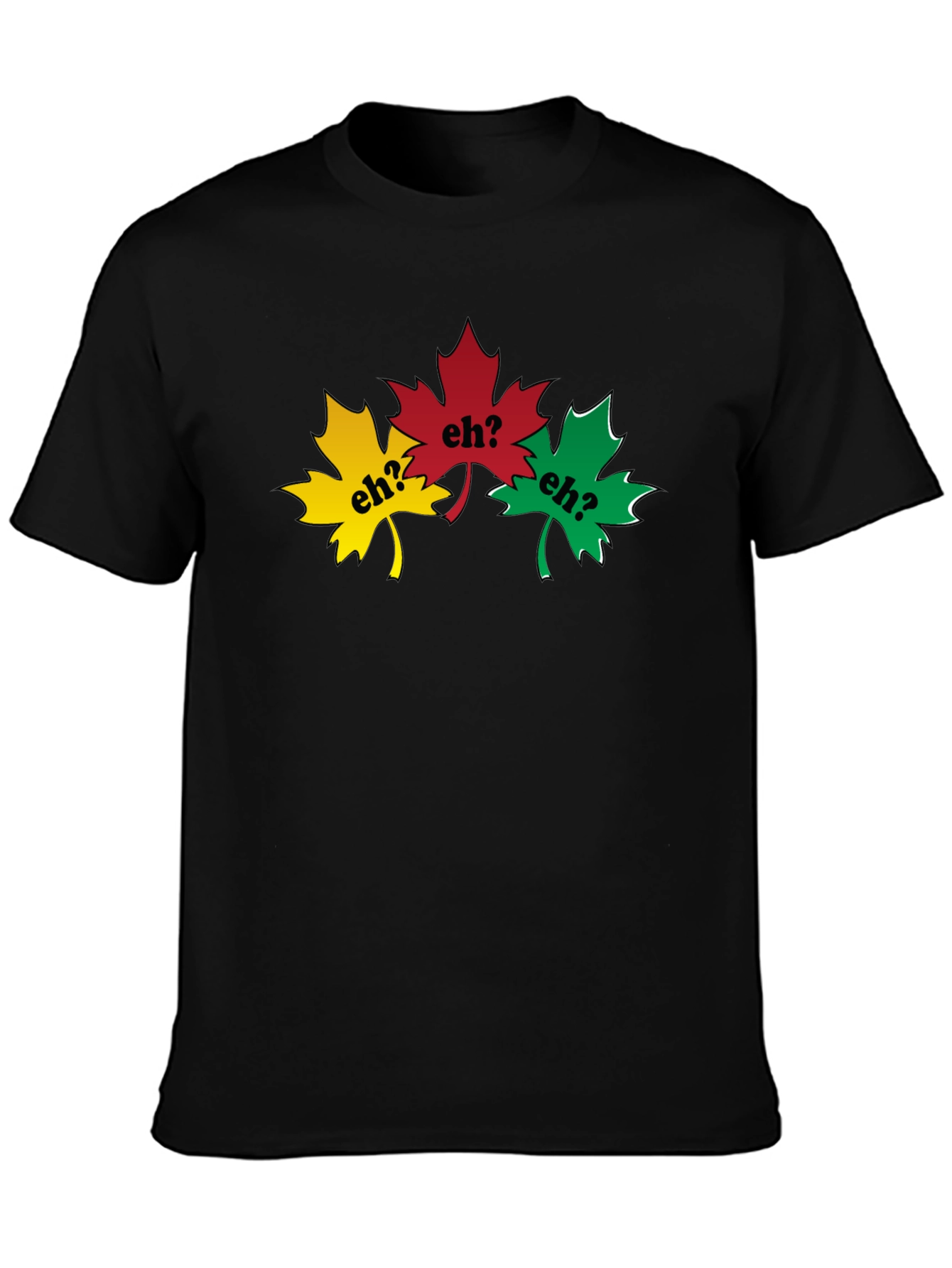 Black Canadian Eh? T-Shirt - Maple Leaf Design view 3