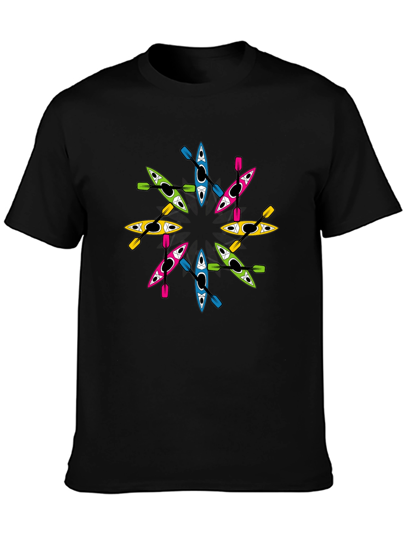 Black Kayak Mandala Graphic T-Shirt - Black view 3