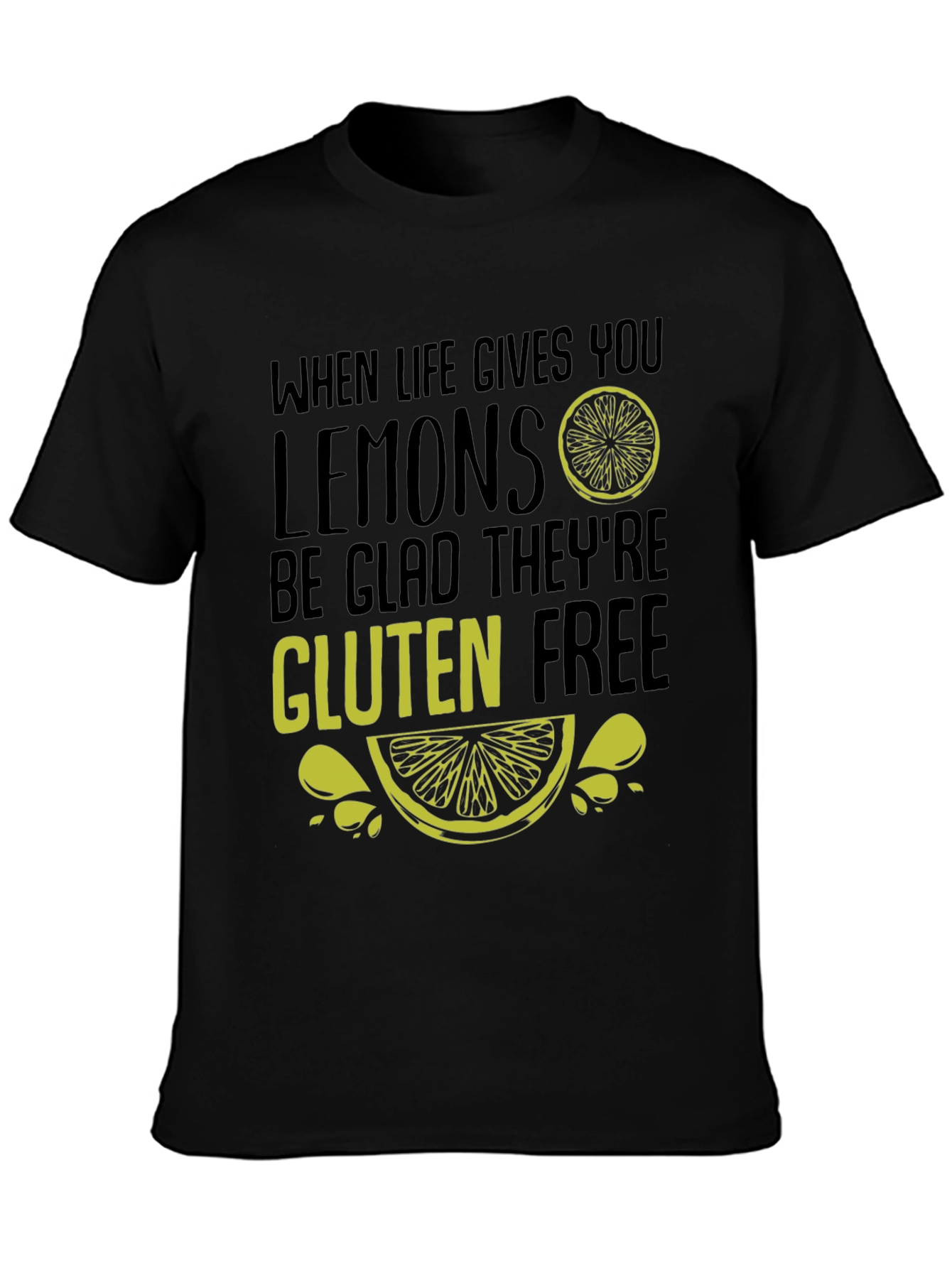 Black Funny Gluten-Free Lemon Graphic Tee view 3