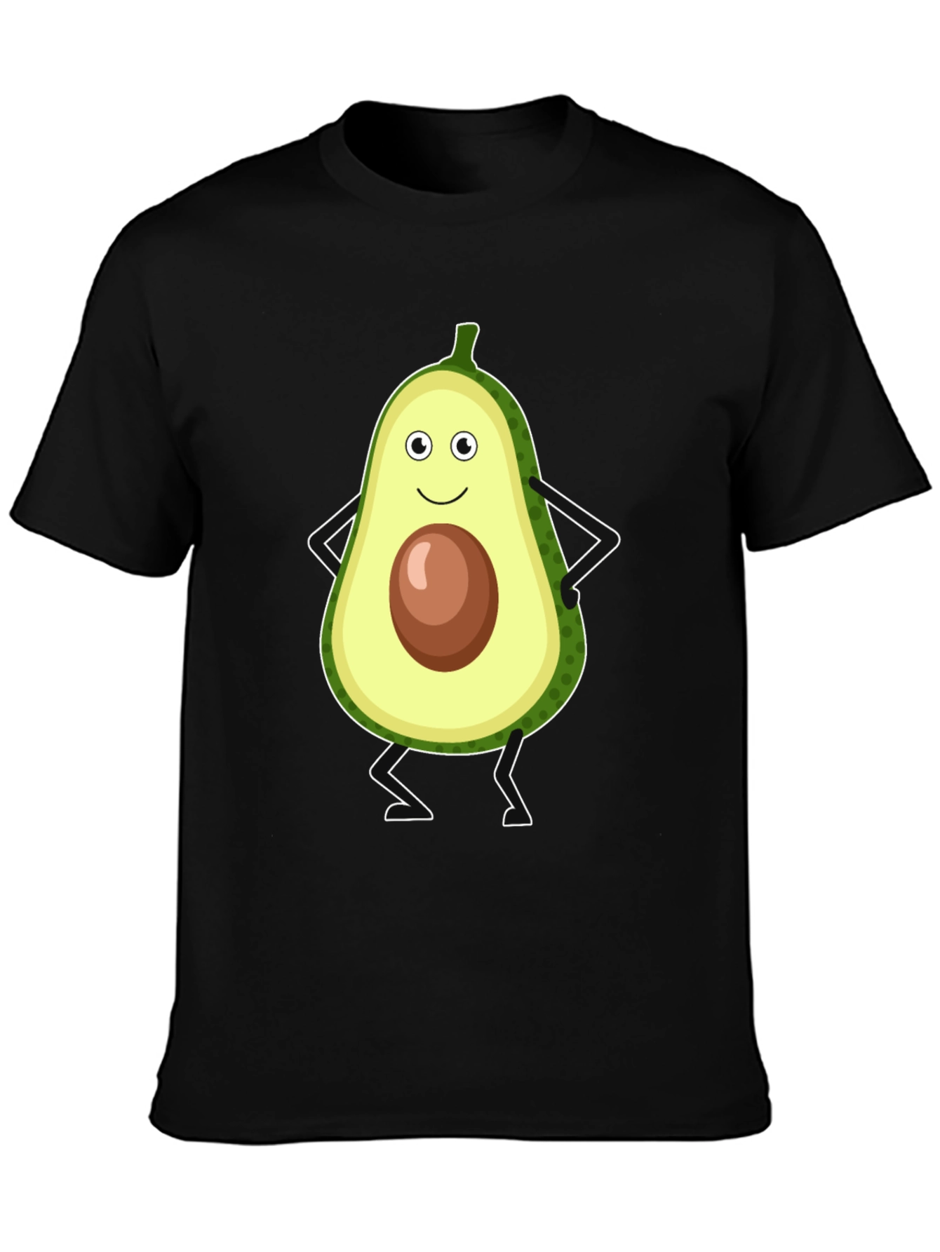 Black Cute Avocado Character T-Shirt - Black view 3