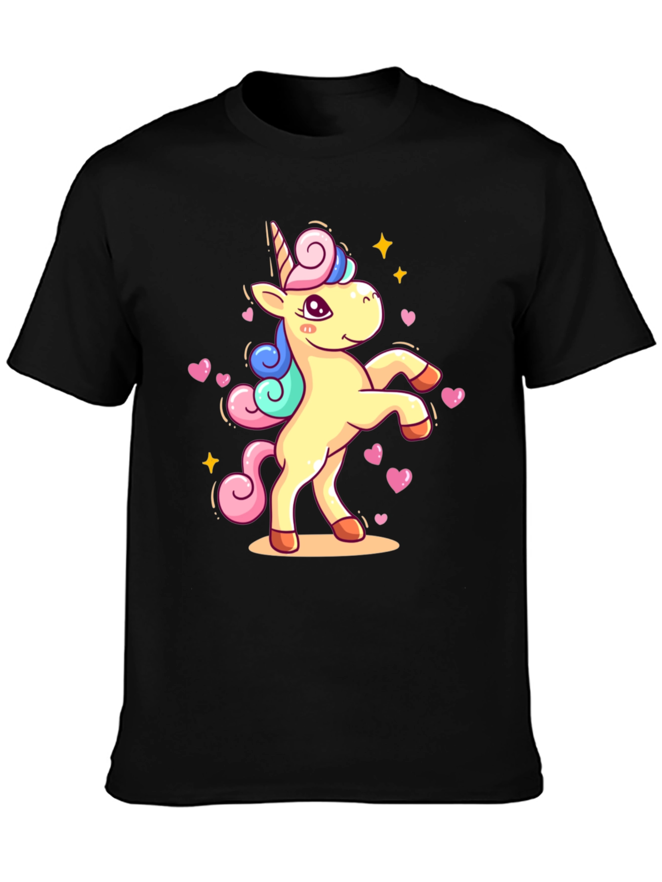 Black Unicorn Graphic Tee - Black Cotton T-Shirt view 3