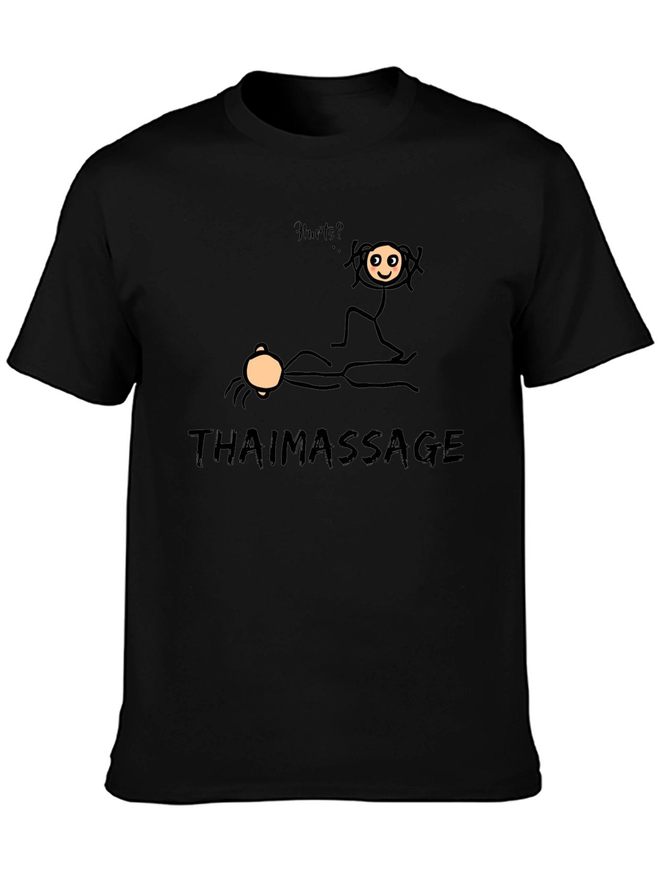 Black Thai Massage Funny Stick Figure T-Shirt view 3