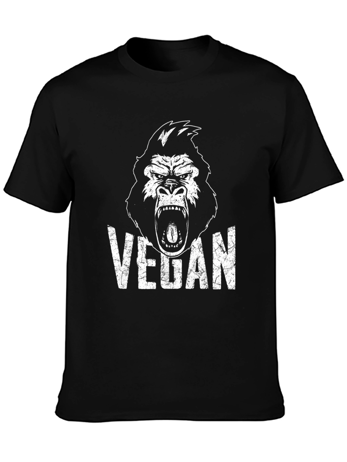 Black Vegan Gorilla T-Shirt - Black Graphic Tee view 3