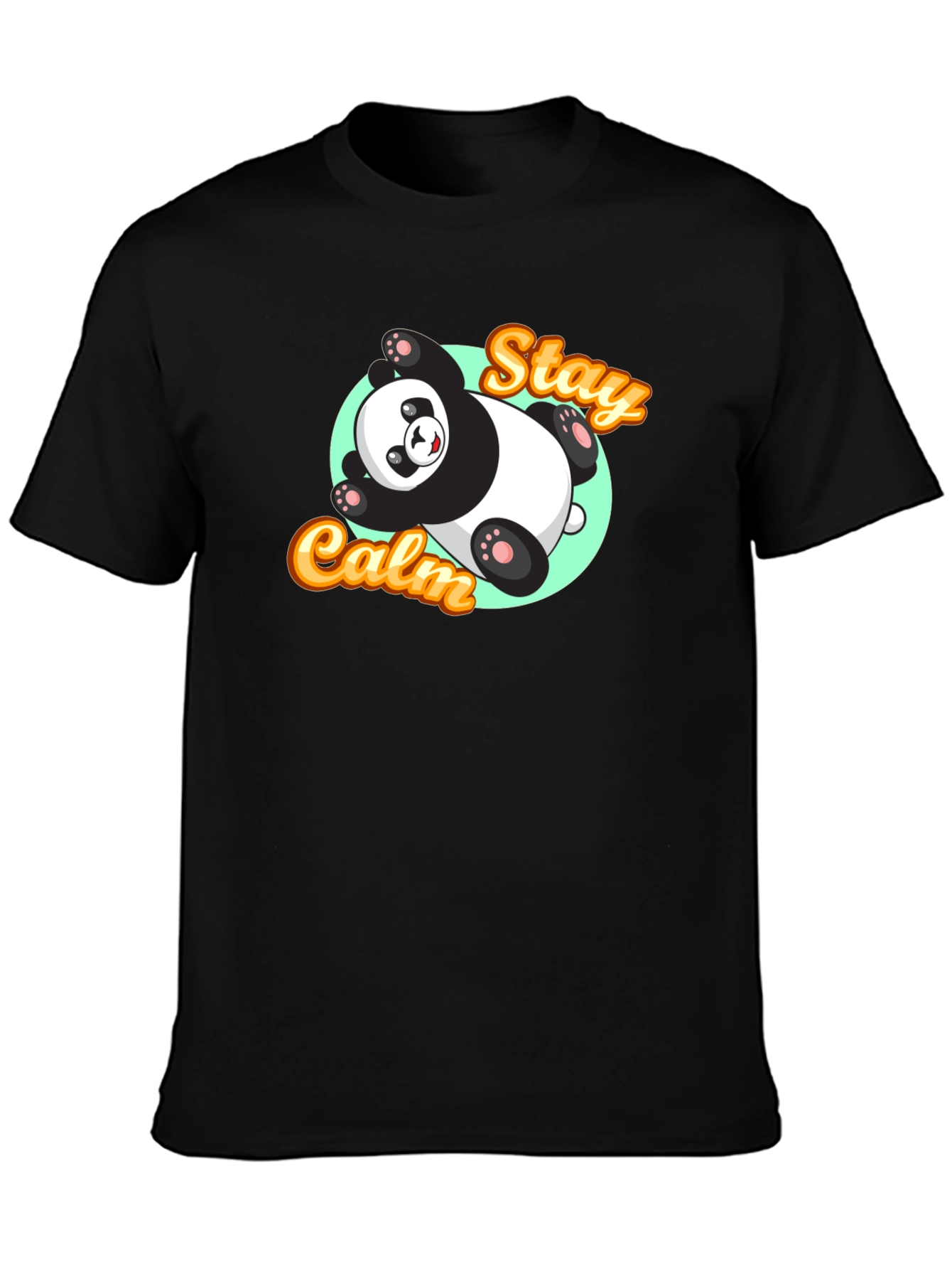 Black Stay Calm Panda T-Shirt - Relaxed Graphic Tee view 3